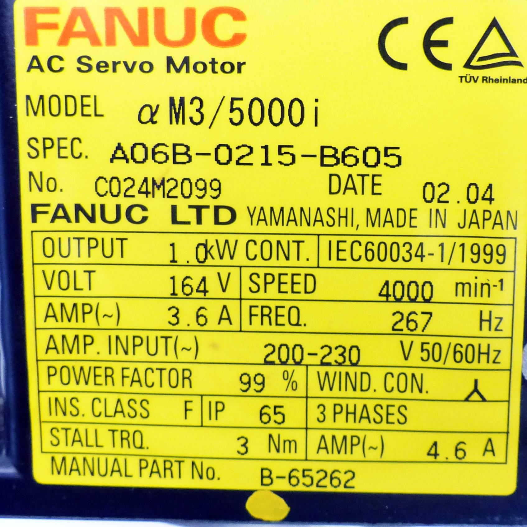 Produktfoto 2 von FANUC AC Servo Motor Alpha M3/5000i