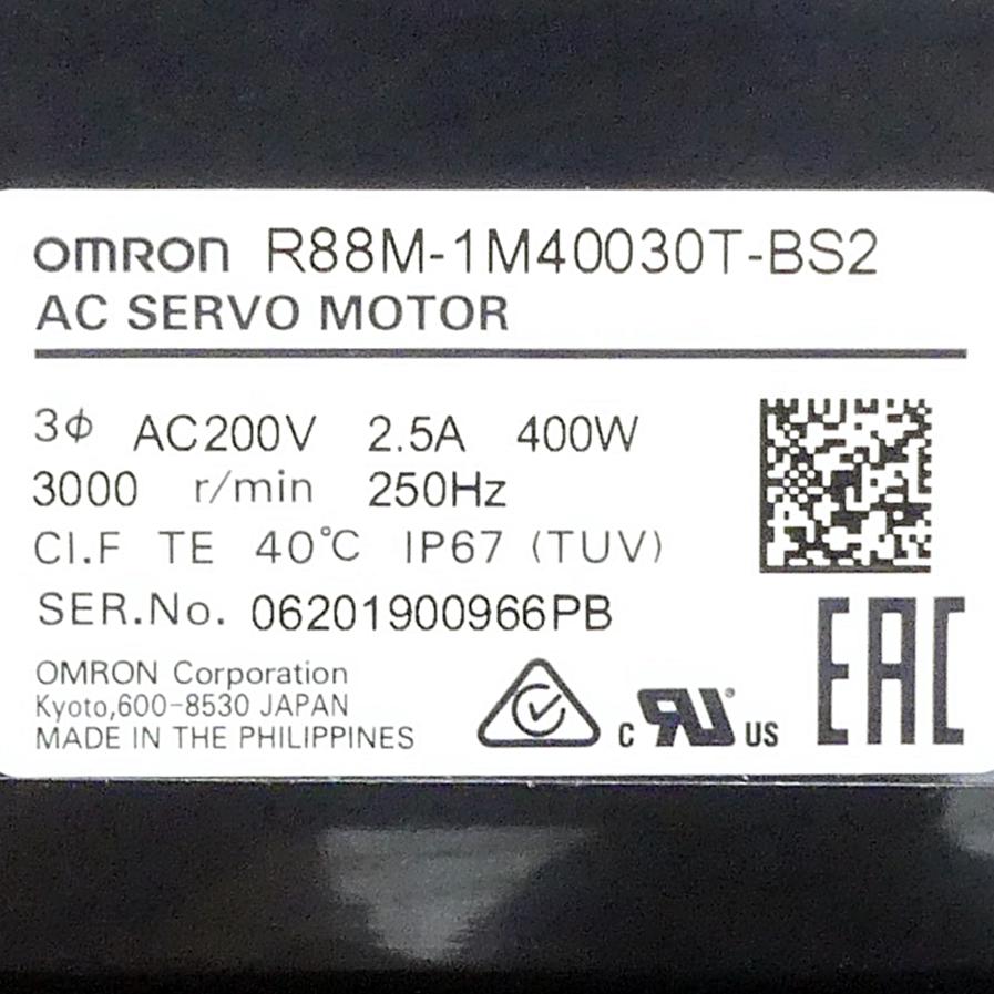 Produktfoto 2 von OMRON Servomotor R88M-1M40030T-BS2