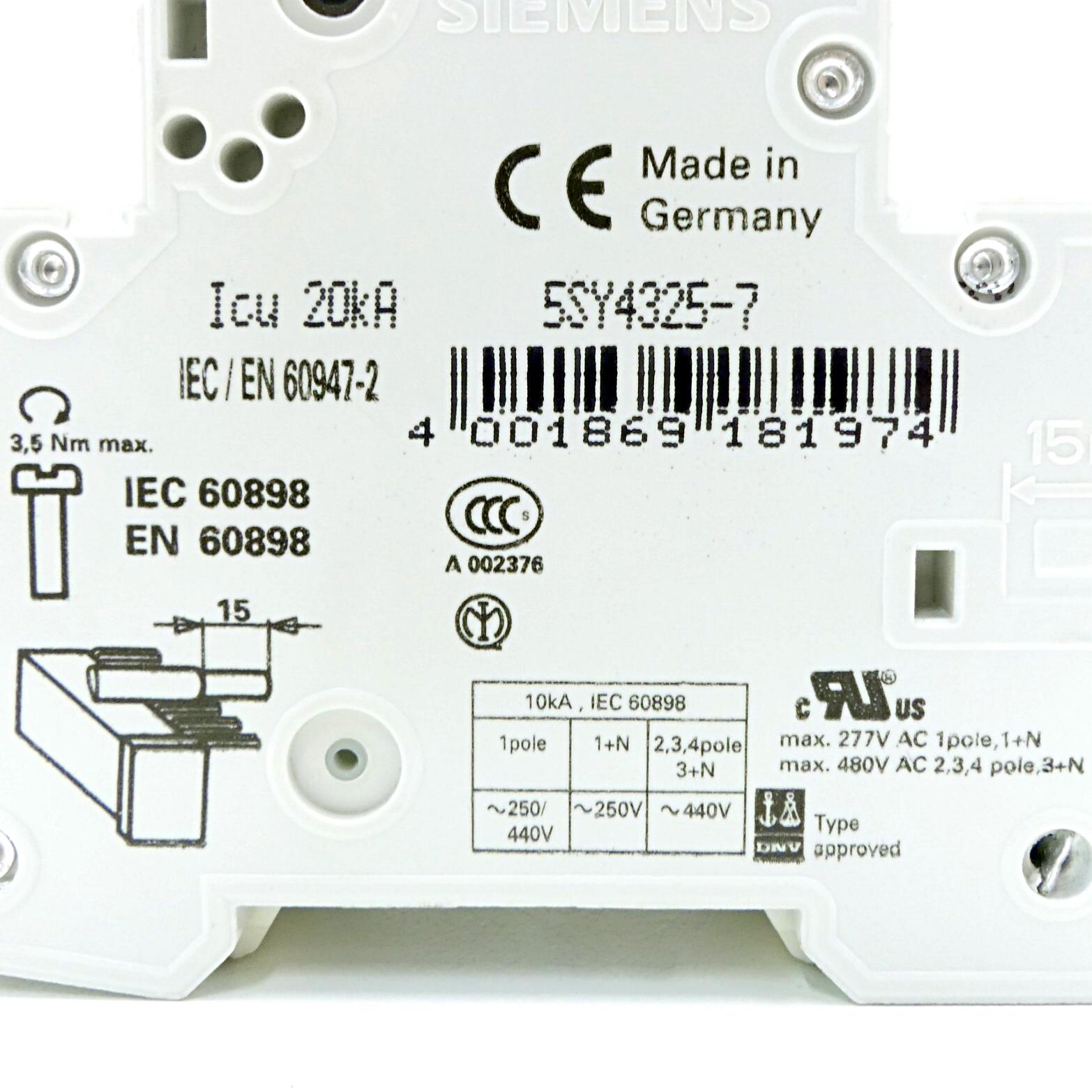 Produktfoto 2 von SIEMENS Leitungsschutzschalter