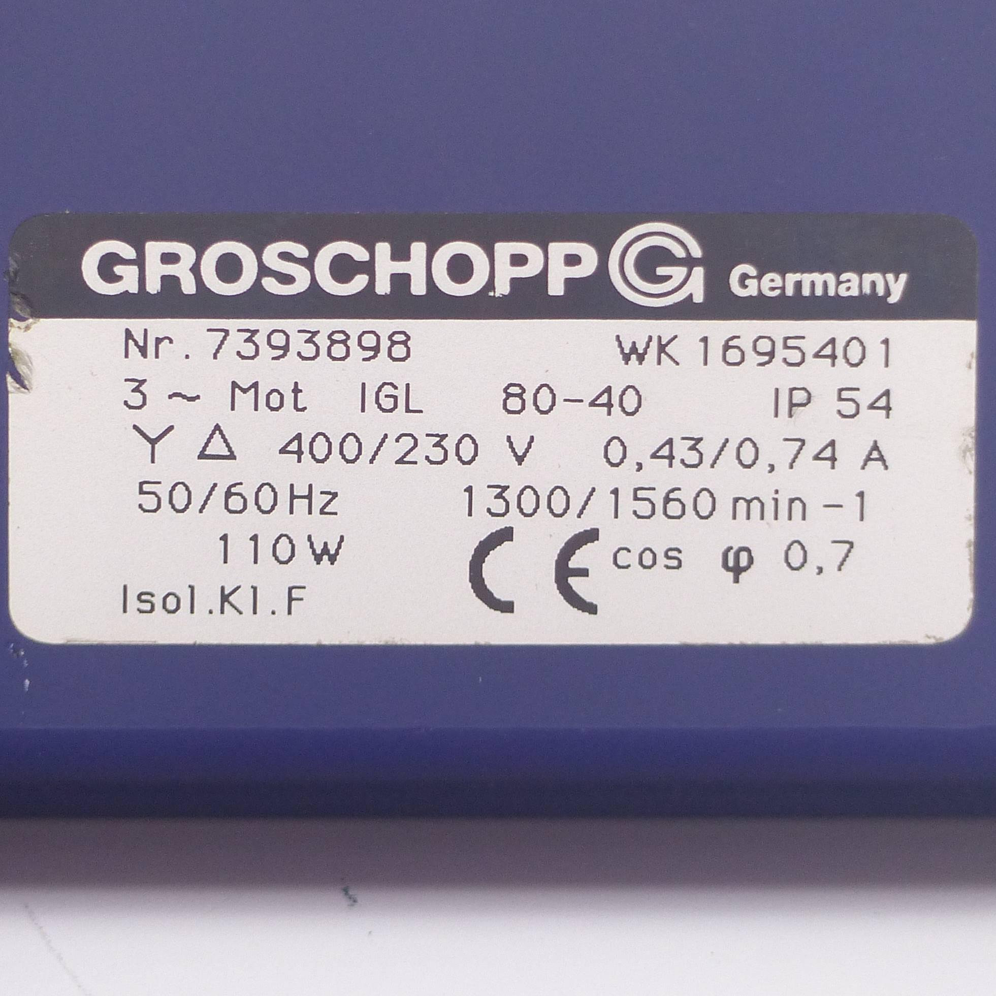 Produktfoto 2 von GROSCHOPP Getriebemotor+Zweifachschneckengetriebe