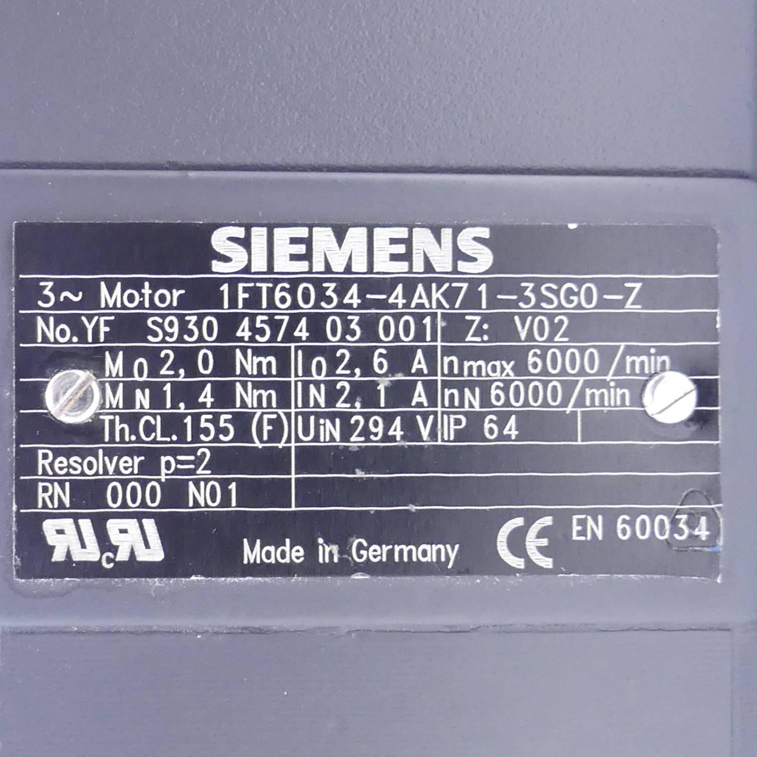 Produktfoto 2 von SIEMENS Servomotor