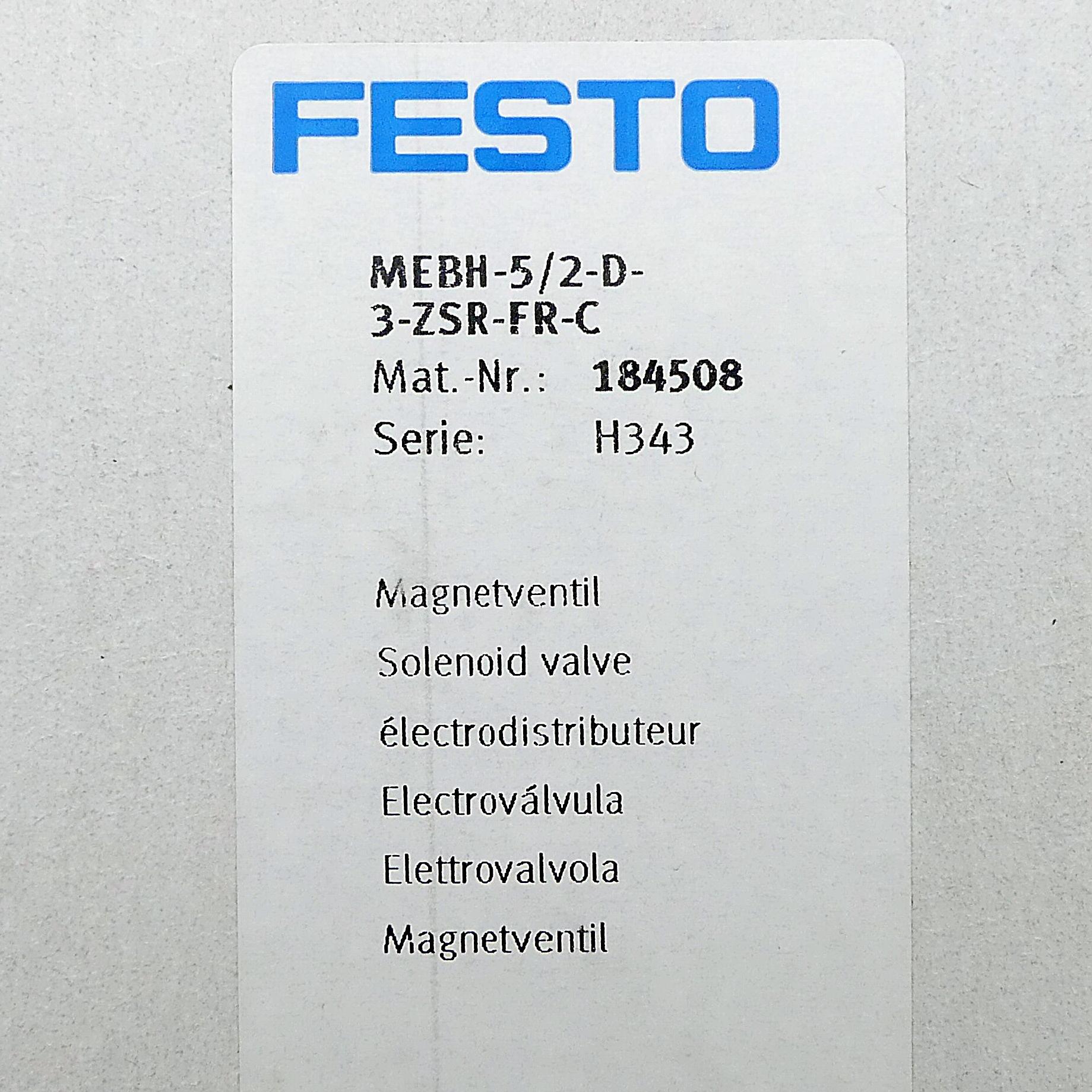 Produktfoto 2 von FESTO Magnetventil MEBH-5/2-D-3-ZSR-FR-C