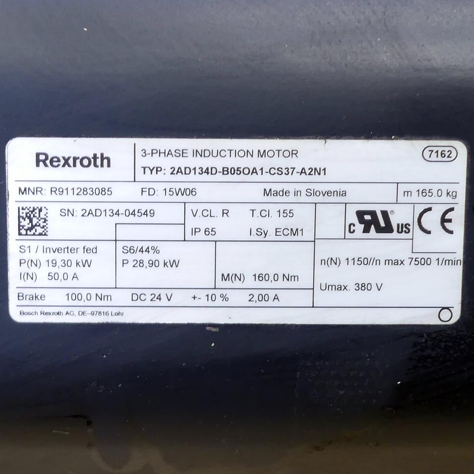 Produktfoto 2 von REXROTH Drehstrom Servomotor 2AD134D-B05OA1-CS37-A2N1