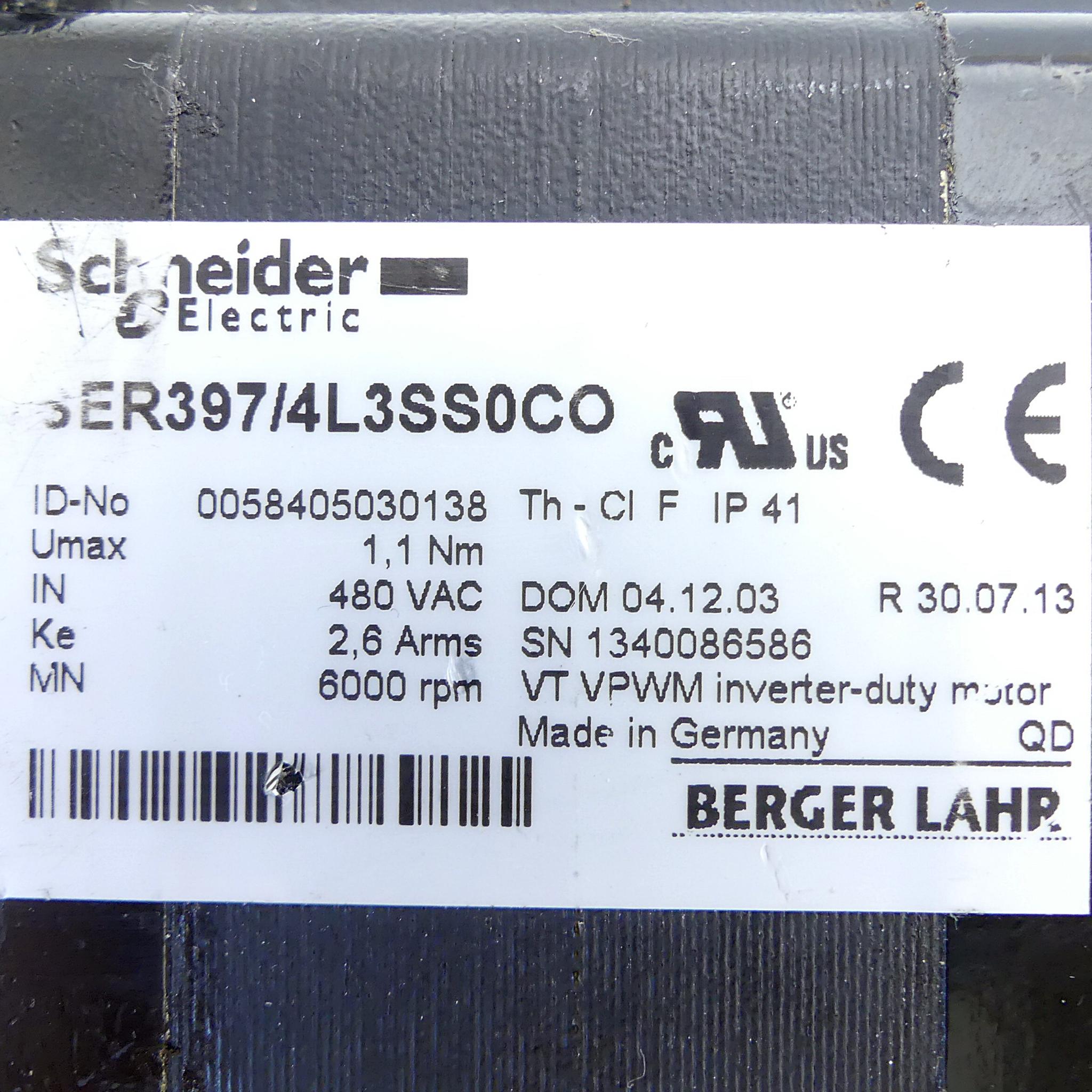 Produktfoto 2 von SCHNEIDER ELECTRIC Servomotor SER397/4L3SS0CO