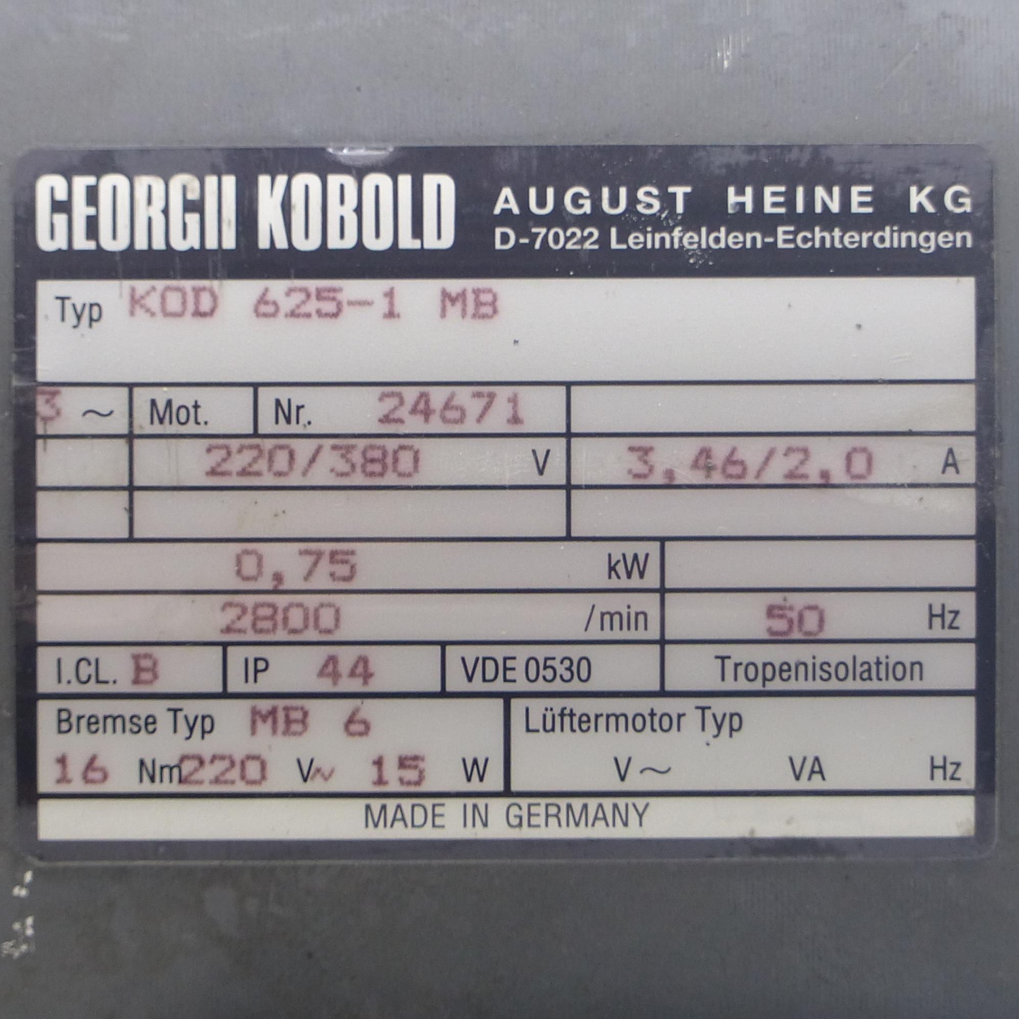 Produktfoto 2 von GEORGII KOBOLD Drehstrommotor KOD 625-1 MB