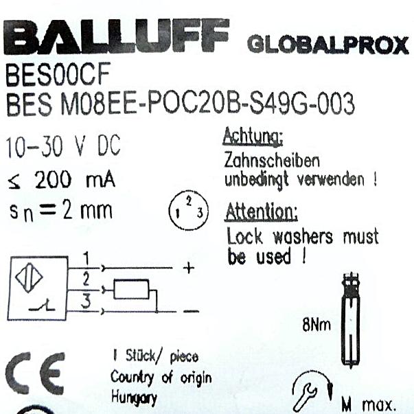 Produktfoto 2 von BALLUFF Induktiver Standardsensor mit Vorzustyp BES00CF