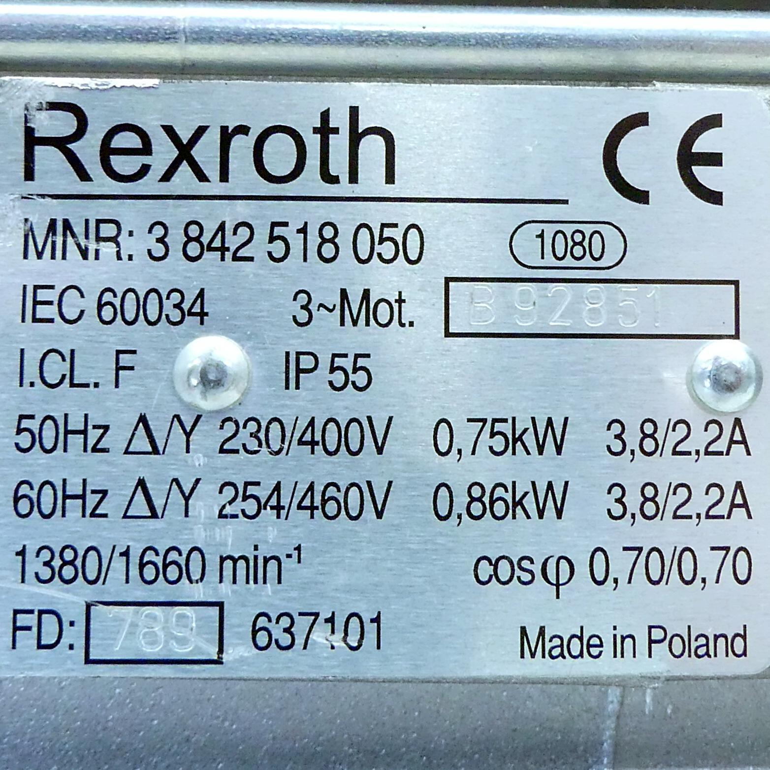 Produktfoto 2 von REXROTH Drehstrommotor 3 842 518 050