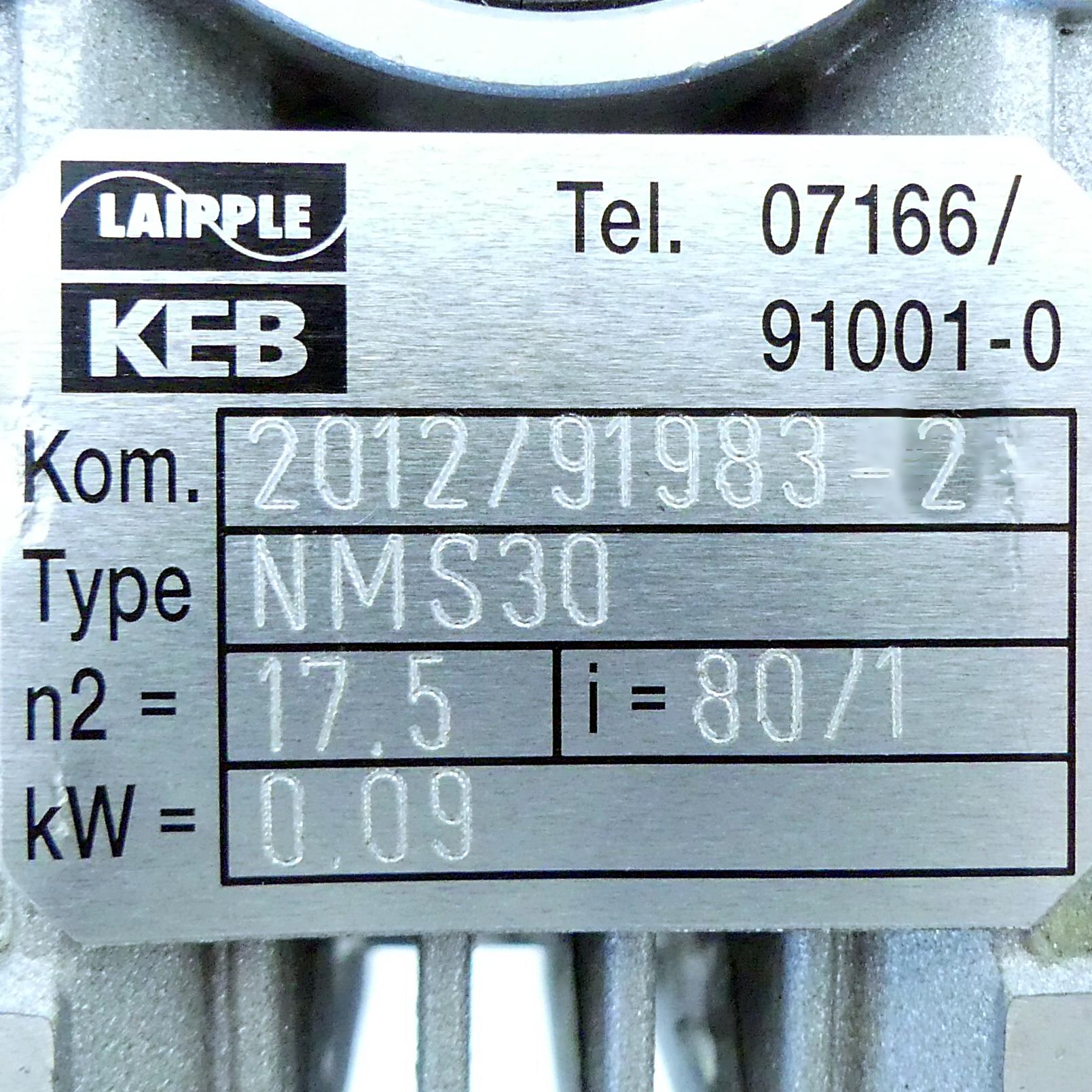 Produktfoto 3 von LAIPPLE / KEB GMBH Getriebemotor M65b4