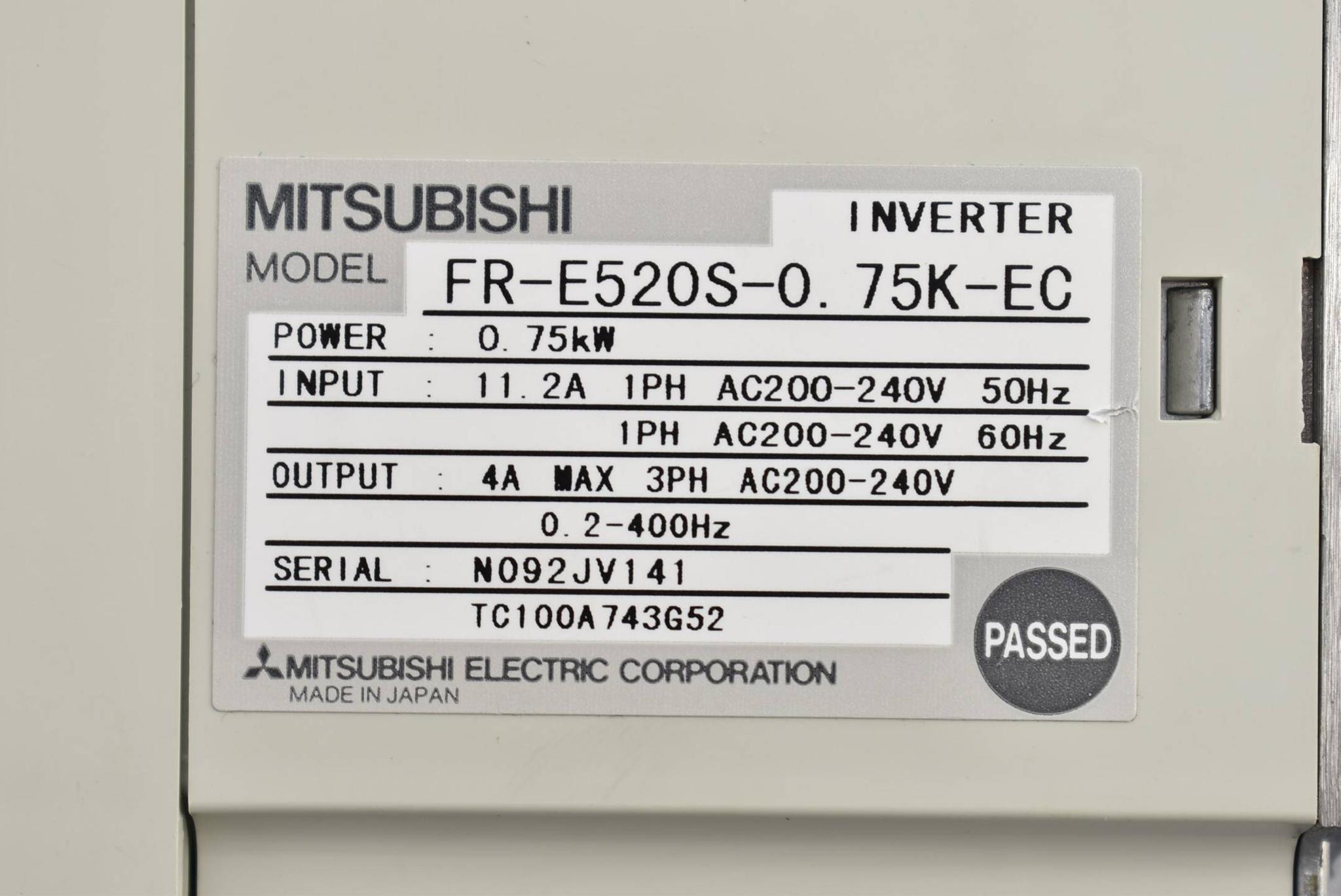 Produktfoto 2 von Mitsubishi Inverter 0.75 kW 200-240 V 50/60 Hz FR-E520S-0.75K-EC