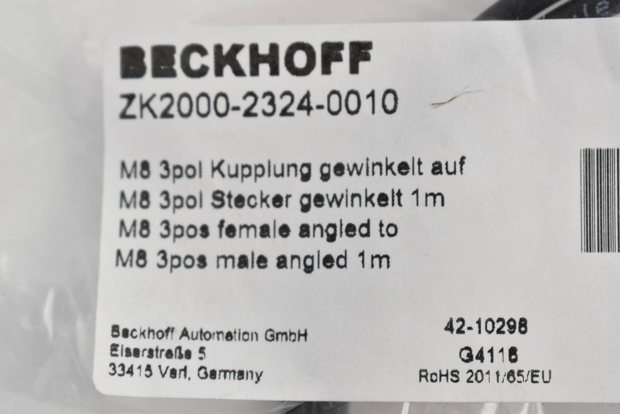 Beckhoff Sensorleitung PUR M8 3pol Kupplung 1 m ZK2000-2324-0010