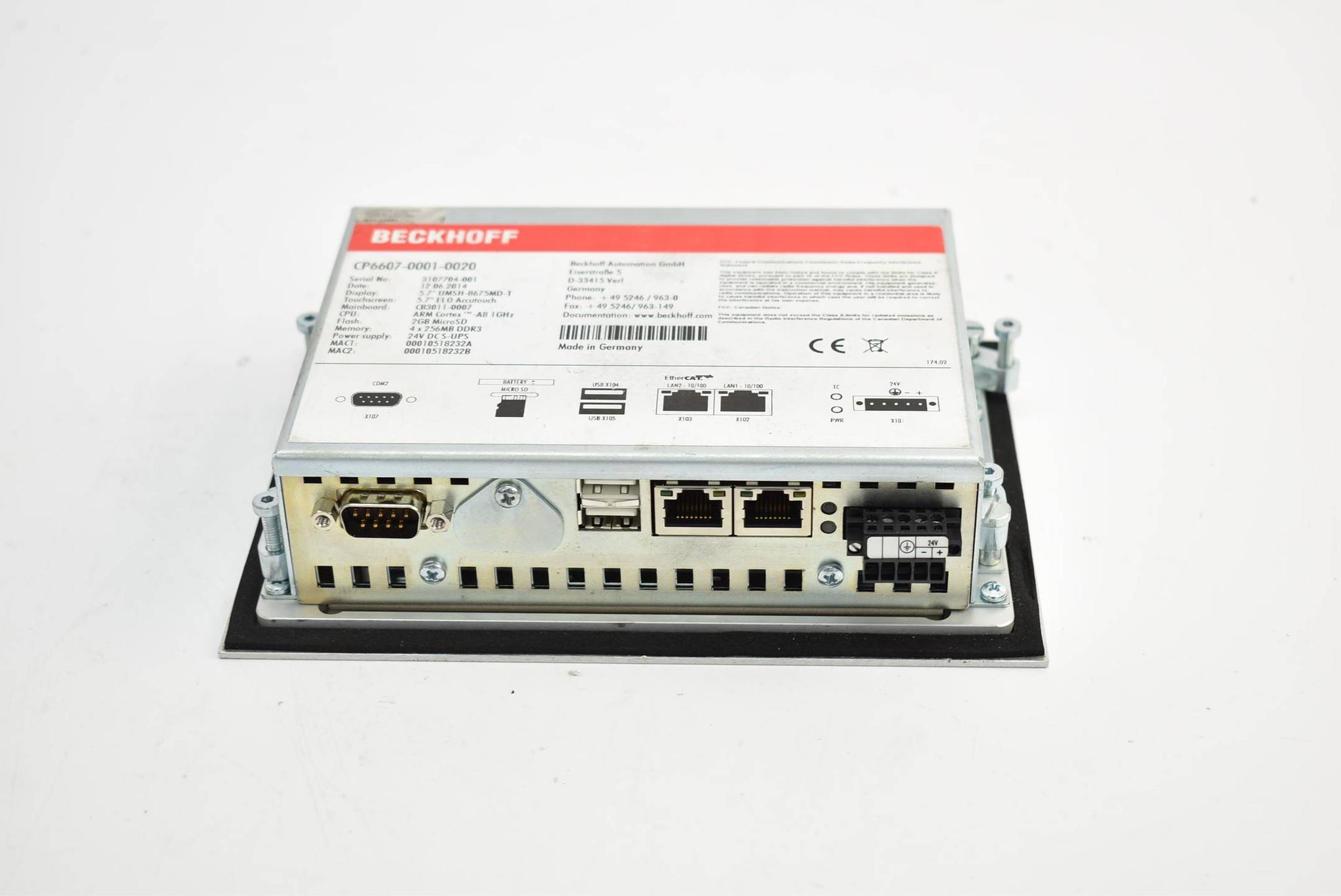 Beckhoff Panel-PC mit ARM Cortex-A8 1 GHz 5,7" CP6607-0001-0020