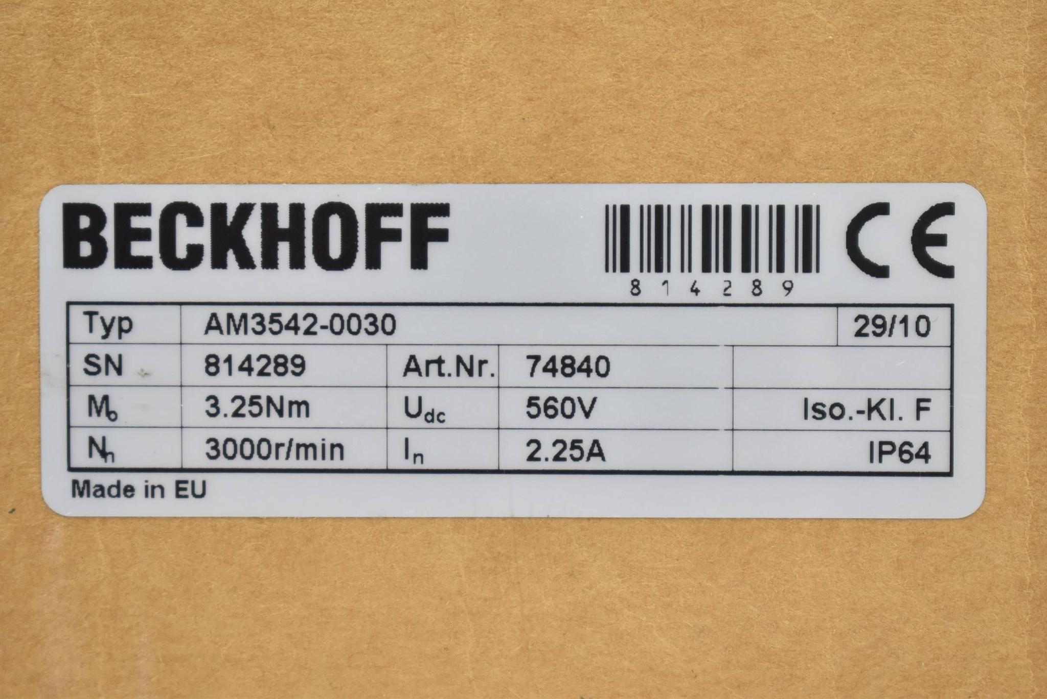 Produktfoto 2 von Beckhoff Servomotor 3000r/min. AM3542-0030