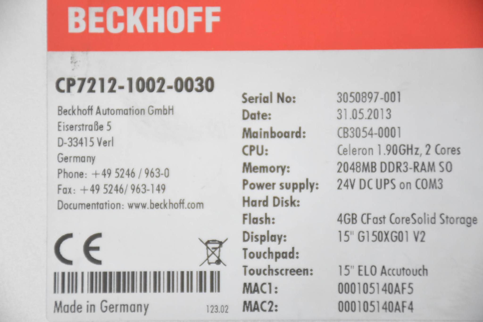 Produktfoto 4 von Beckhoff Economy Panel PC CP7212-1002-0030 ( CP721210020030 )