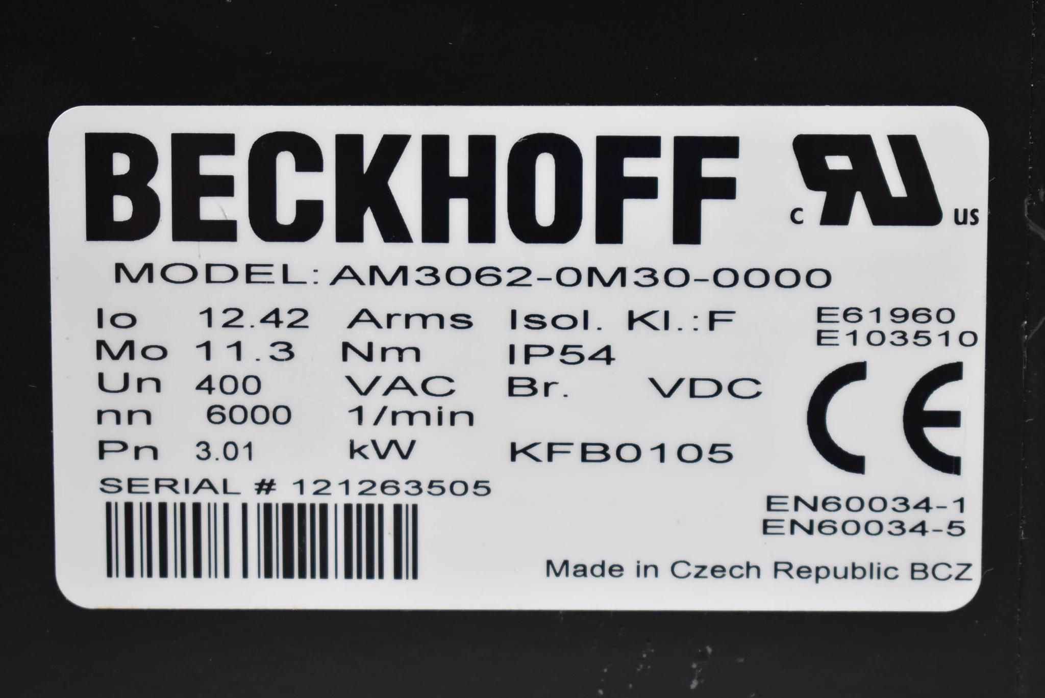 Produktfoto 2 von Beckhoff Servomotor 6000 1/min AM3062-0M30-0000