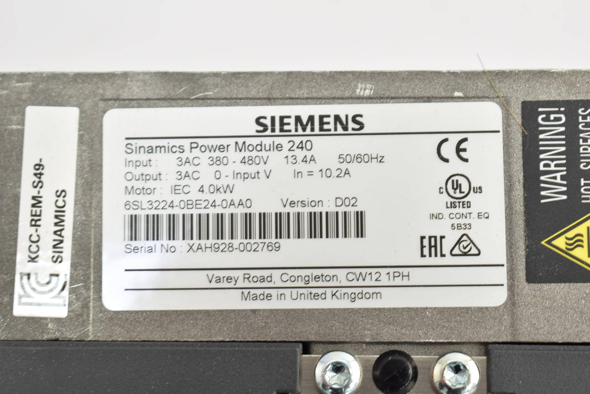 Produktfoto 3 von Siemens Sinamics Power Module 6SL3224-0BE24-0AA0 ( 6SL3 224-0BE24-0AA0 ) V. D02