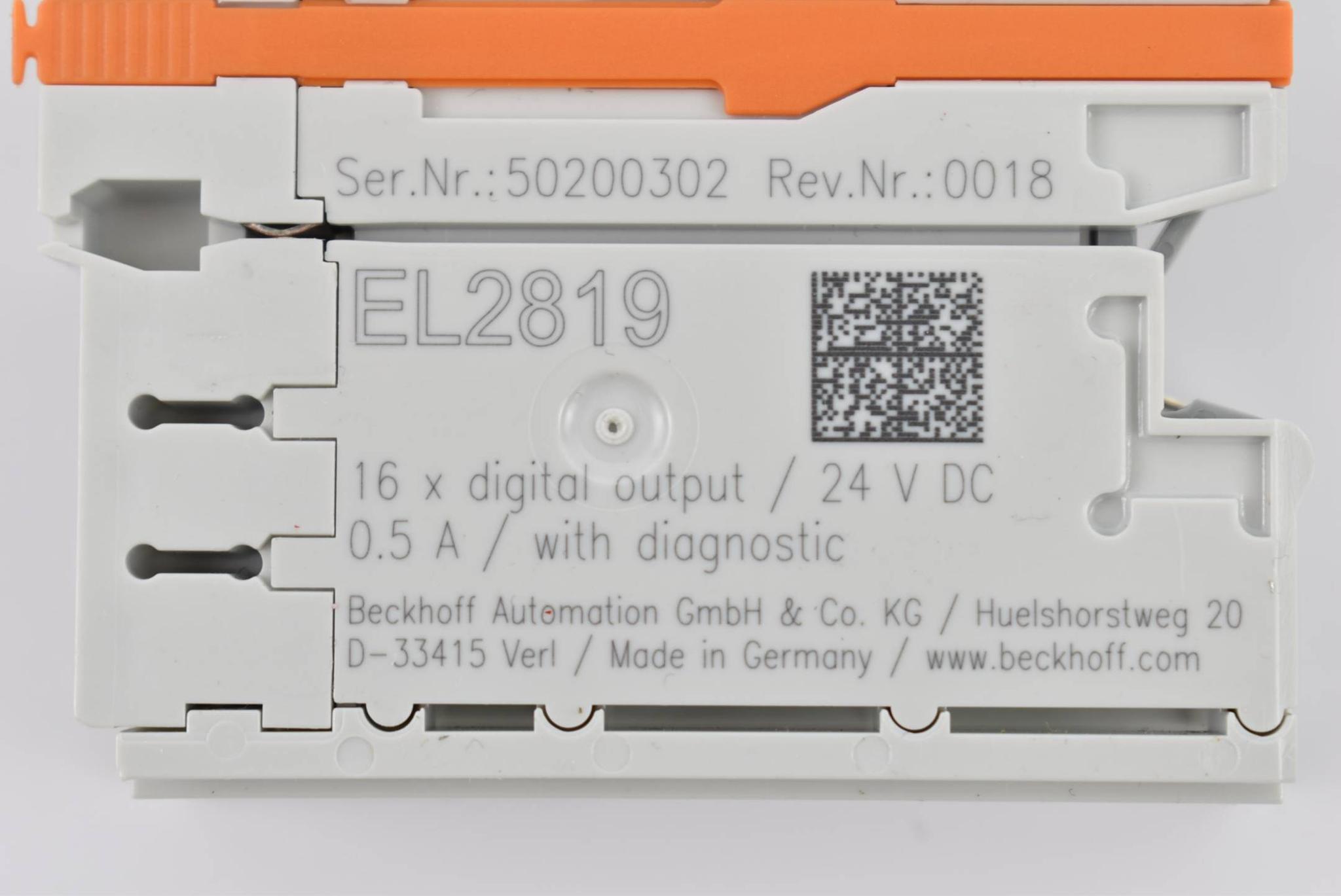 Produktfoto 2 von Beckhoff EtherCAT-Klemme 16-Kanal-Digital-Ausgang 24VDC 0,5A EL2819 ( EL 2819 )