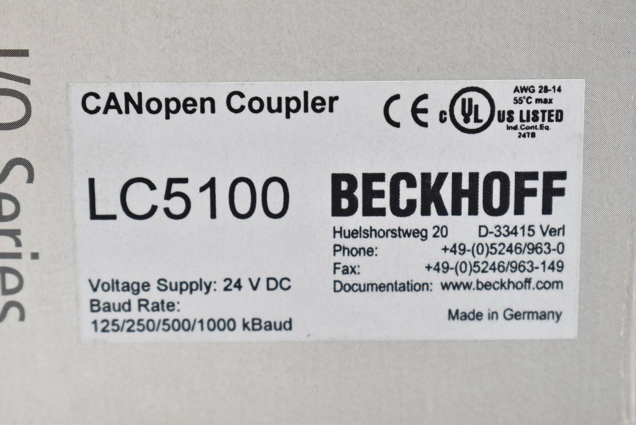 Produktfoto 3 von Beckhoff CANopen Coupler 24VDC LC5100 ( LC 5100 )