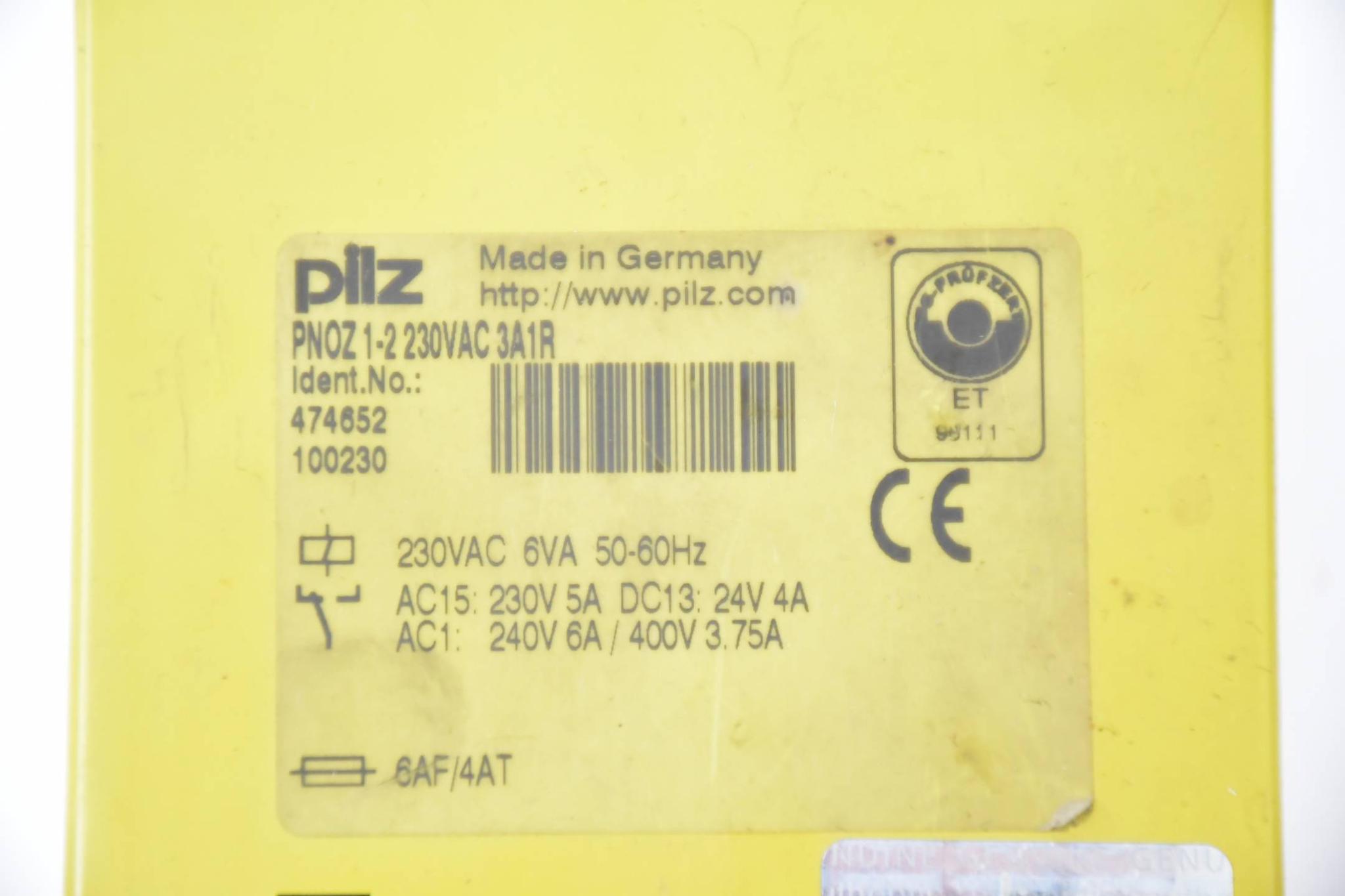 Produktfoto 2 von pilz Sicherheitsschaltgerät PNOZ 1-2 230VAC 3A1R ( 474652 )