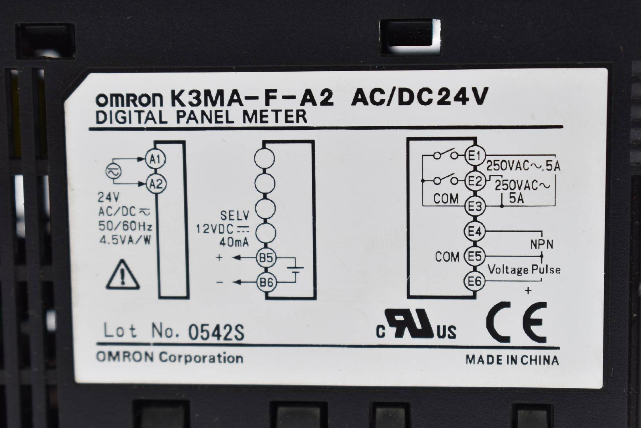 Produktfoto 2 von Omron digital Panel Meter AC/DC24V K3MA-F-A2