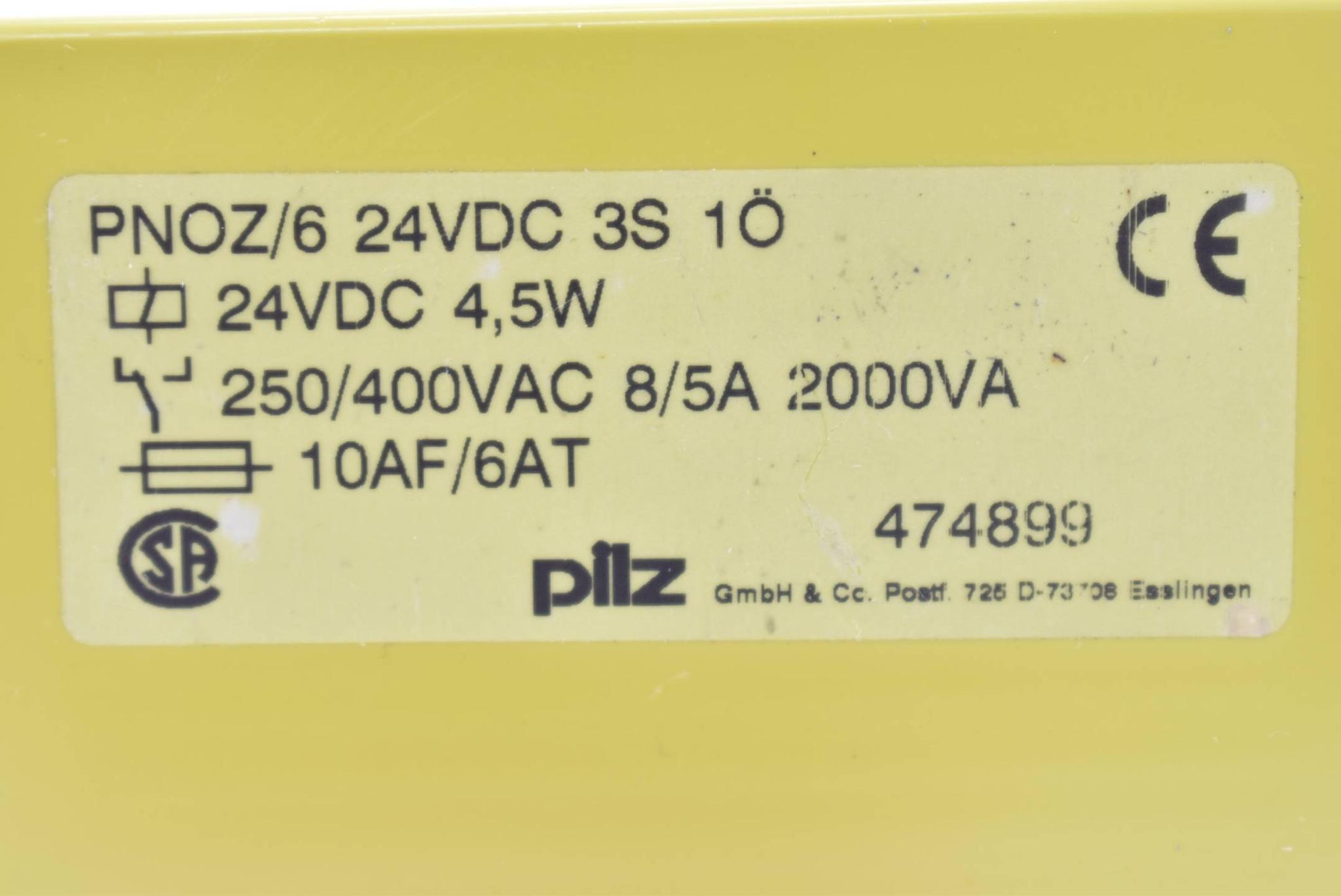 Produktfoto 3 von Pilz Sicherheitsschaltgerät 4,5W PNOZ/6 24VDC 3S 1Ö ( 474899 )