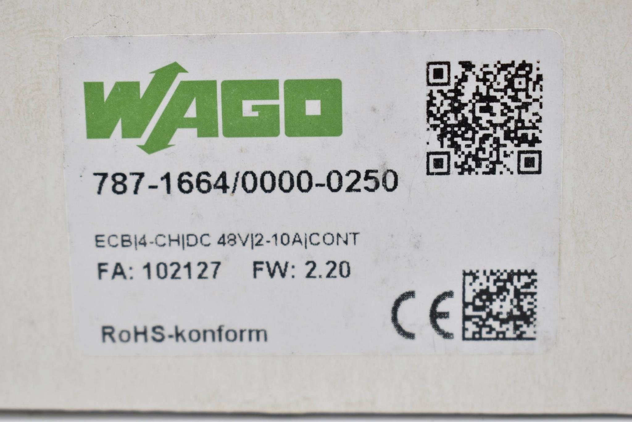 Wago elektronischer Schutzschalter 4-kanalig DC 48 V 787-1664/0000-0250