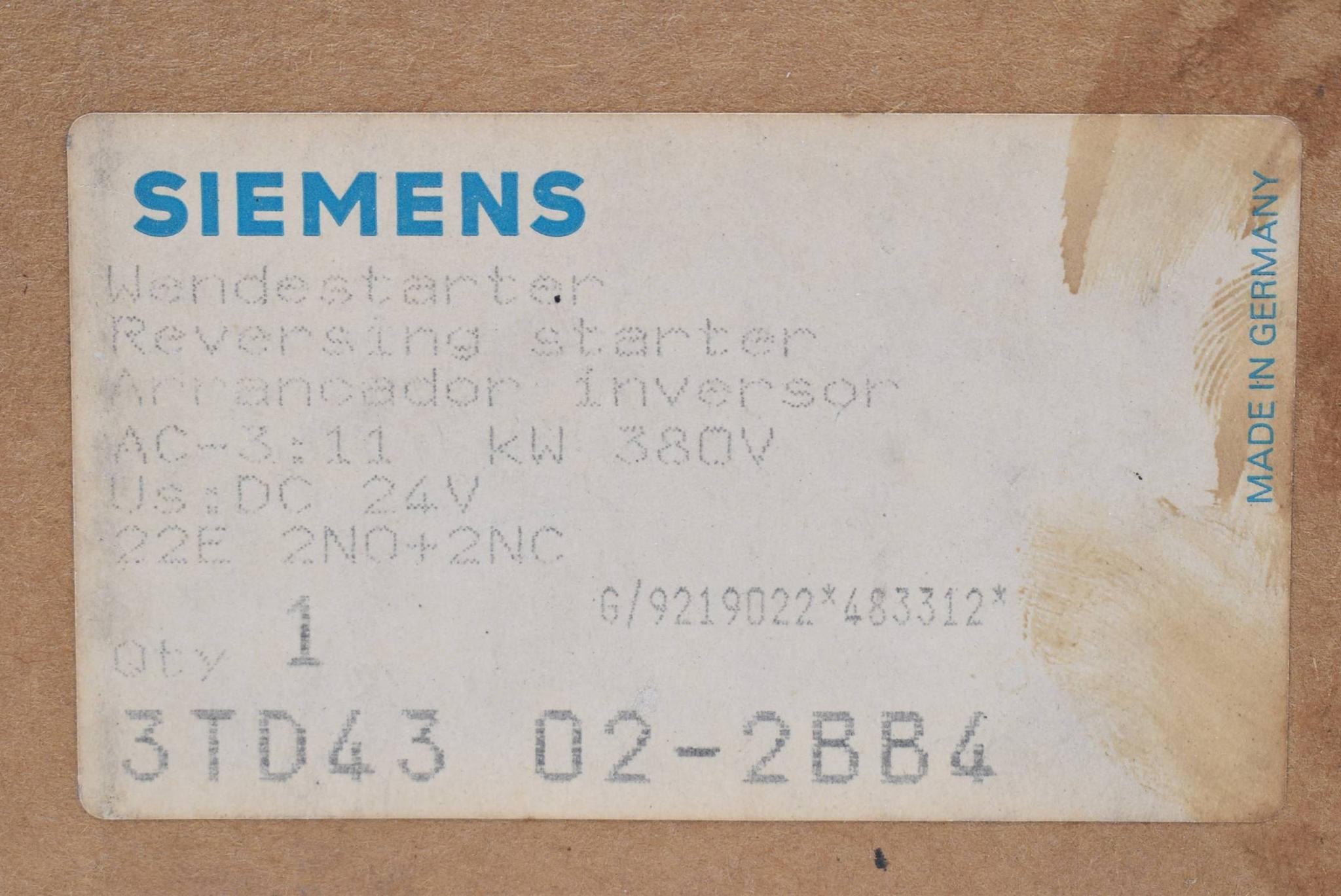 Produktfoto 3 von Siemens Wendestarter 24 V DC 3TD43 02-2BB4 ( 3TD4302-2BB4 )