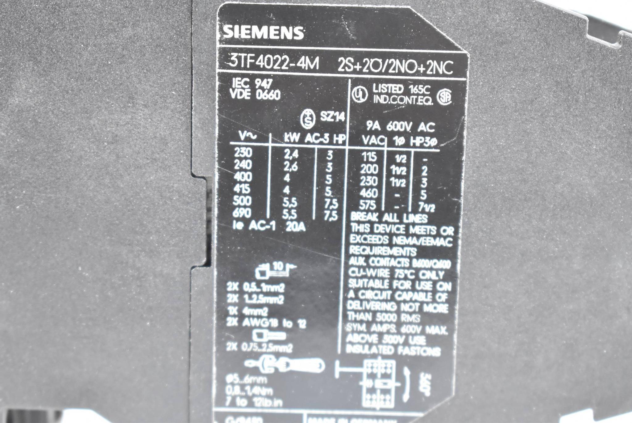 Produktfoto 3 von Siemens 3TF40 Schütz 3 polig AC-3 4KW/400V 3TF4022-4ML2 ( 3TF4022-4ML2 )