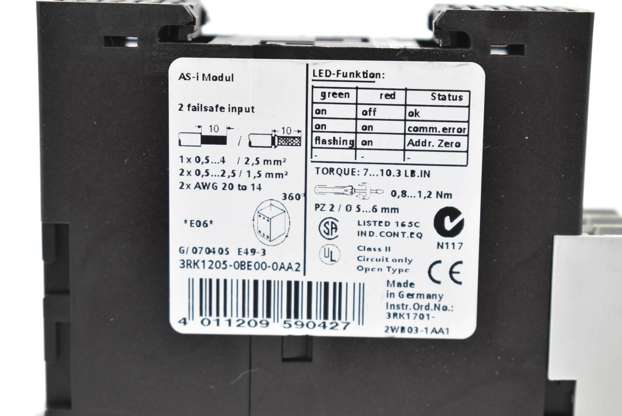 Produktfoto 2 von Siemens ASIsafe Modul S22.5F 3RK1205-0BE00-0AA2 ( 3RK1 205-0BE00-0AA2 )