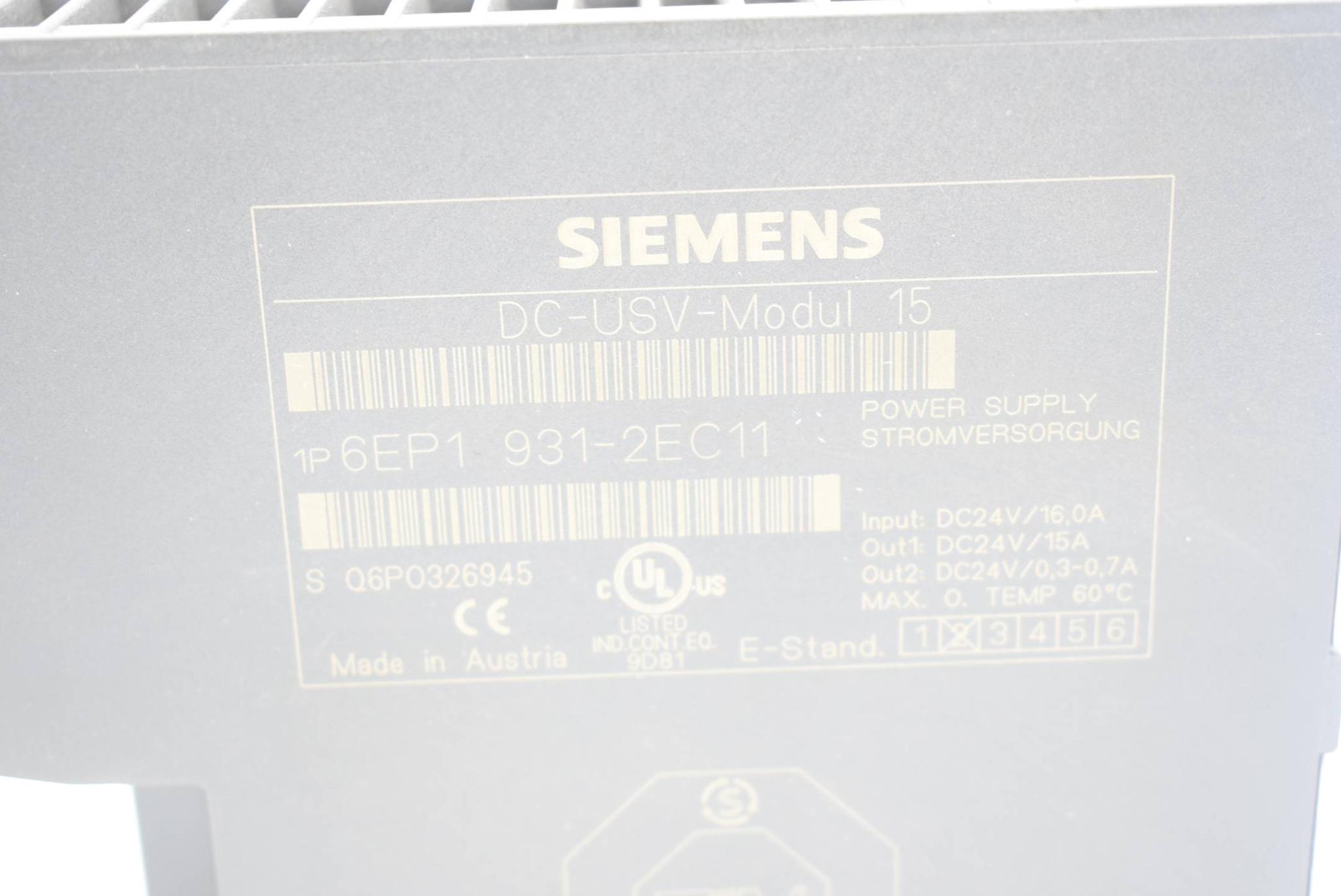 Produktfoto 2 von Siemens simatic S7 sitop Stromversorgung 6EP1931-2EC11 ( 6EP1 931-2EC11 ) E2