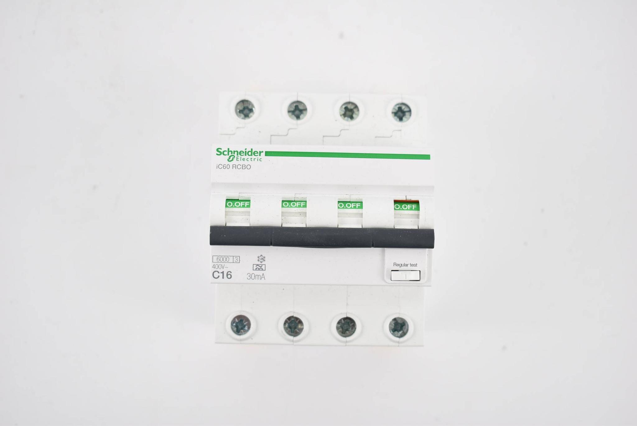 Produktfoto 1 von Schneider elctric Acti9 IC60 RCBO Combi switch 400V Typ A A9D67416