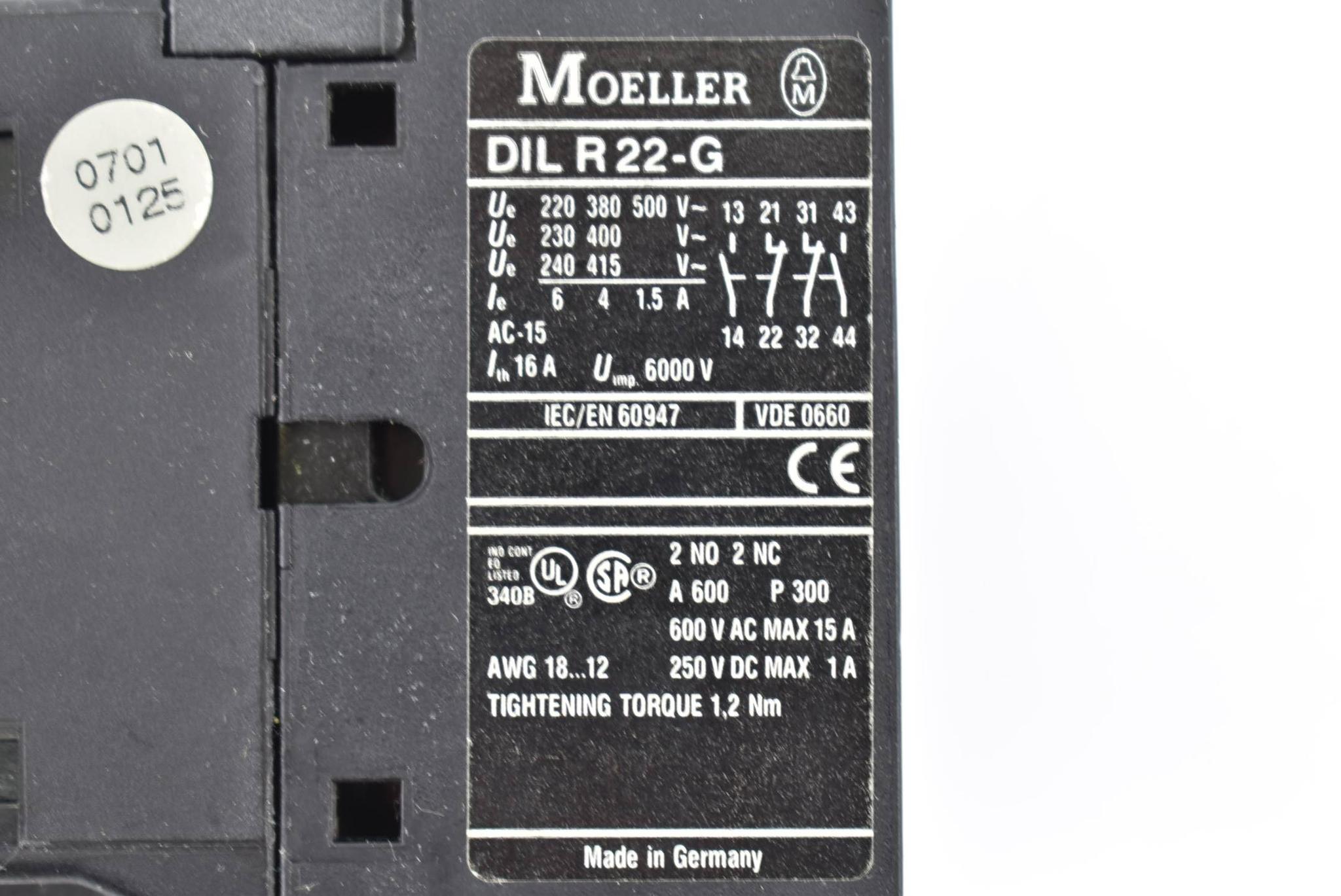 Produktfoto 3 von Moeller Schütz 600VAC max 15A / 250VDC max 1A DIL R22-G