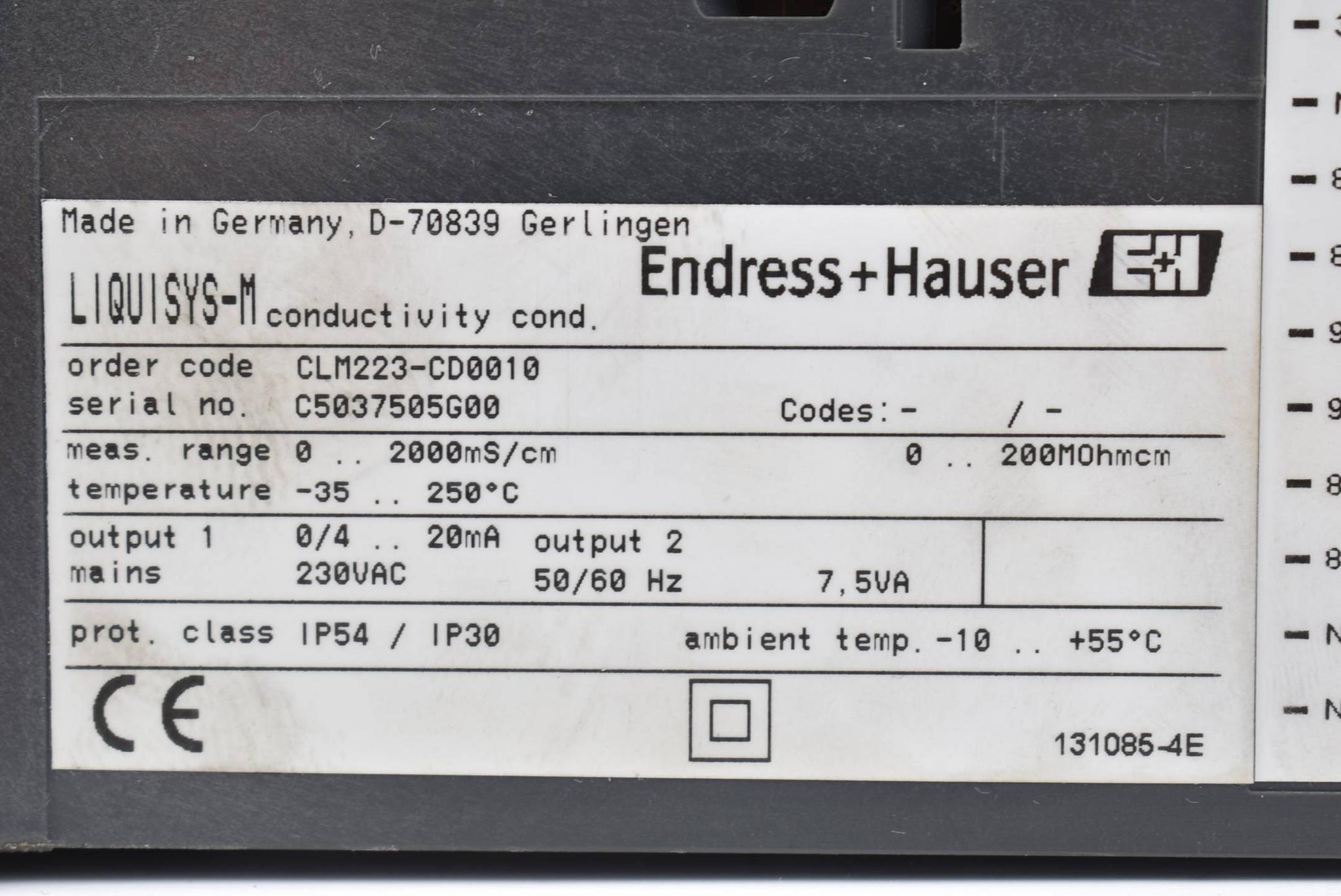 Produktfoto 2 von Endress+Hauser Liquisys-M Leitfähigkeitsmessumformer 2000ms/cm CLM223-CD0010