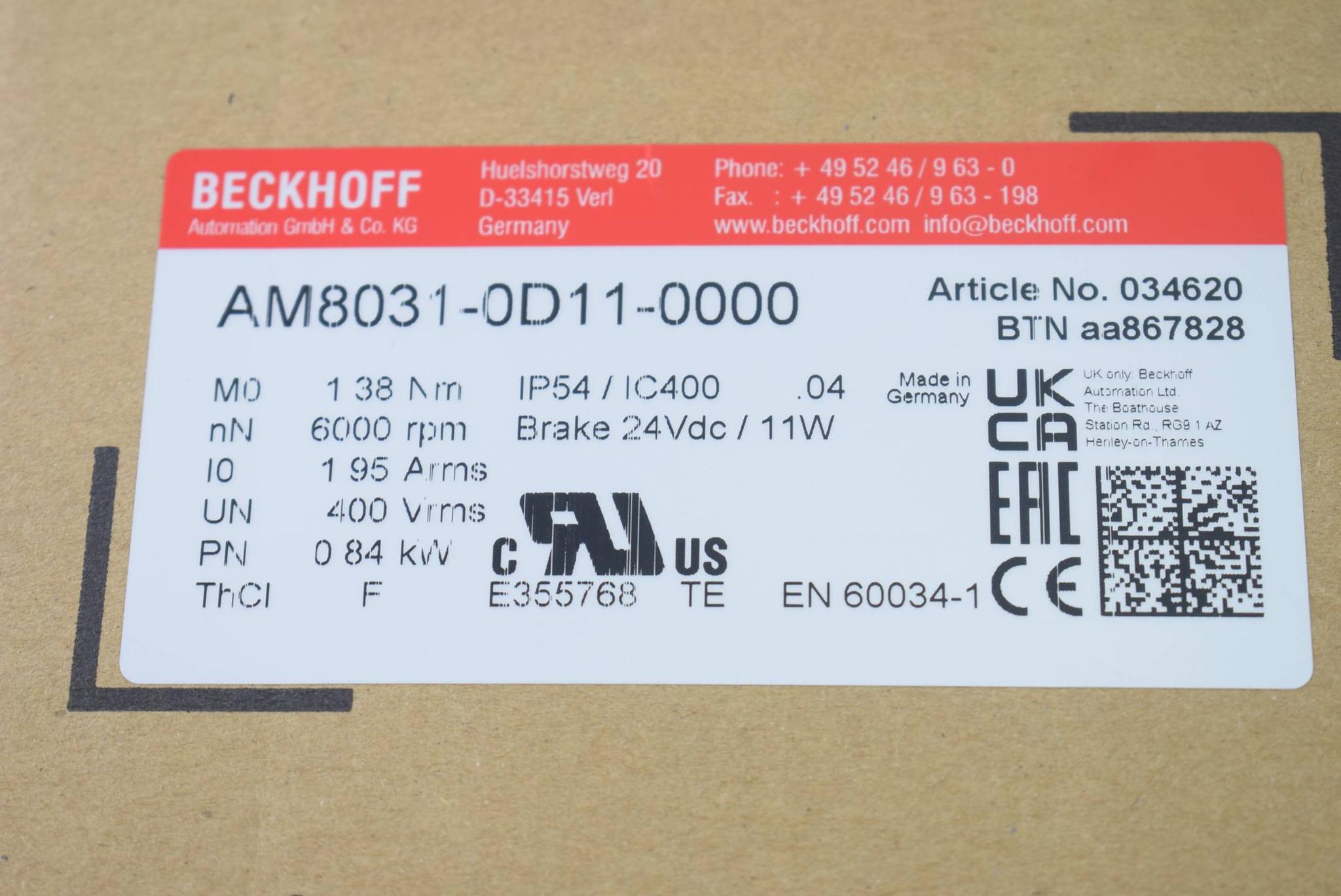 Produktfoto 4 von Beckhoff Servomotor AM8031-0D11-0000 ( 034620 )