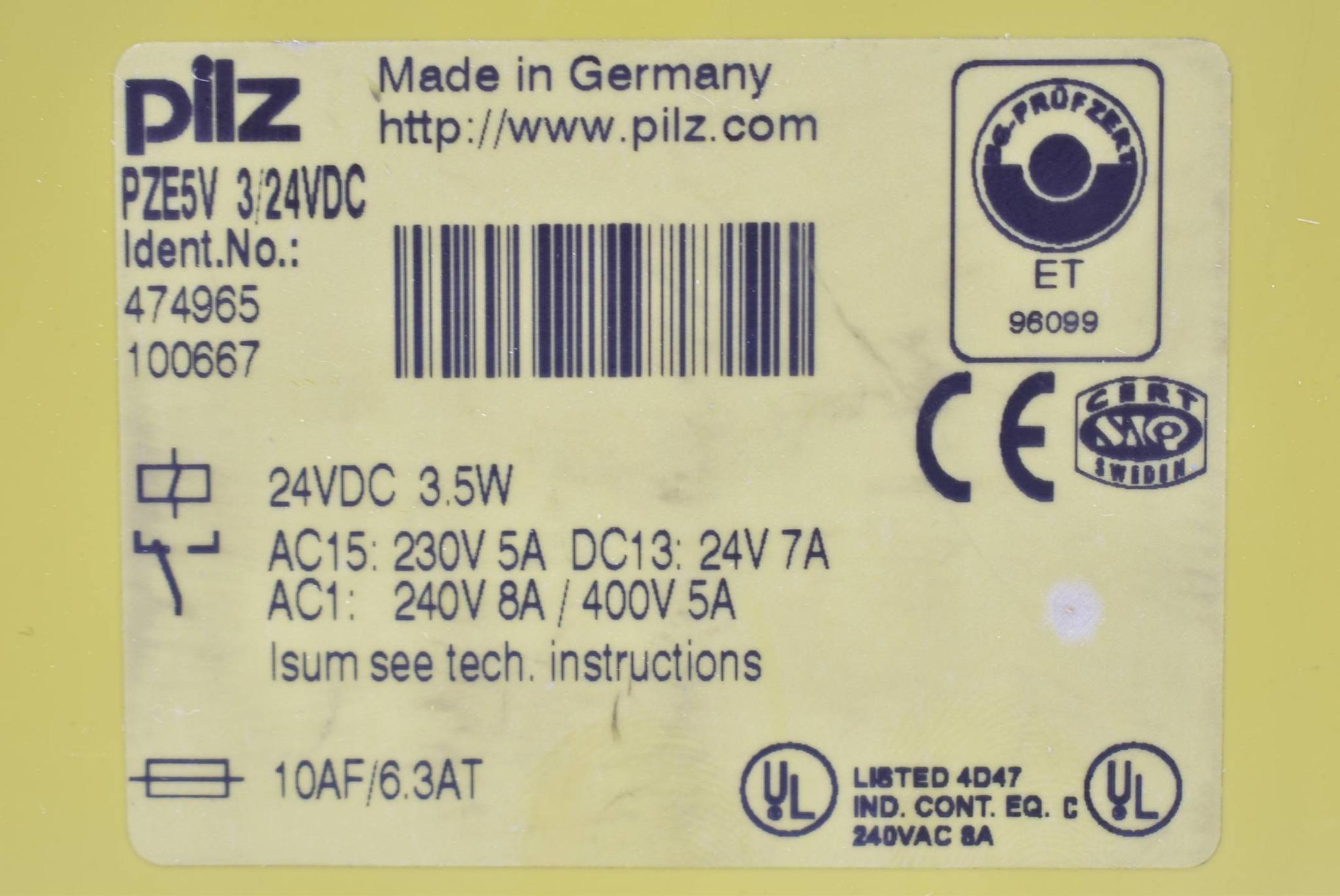 Produktfoto 2 von Pilz 24VDC 3,5W PZE5V 3/24VDC ( 474965 )