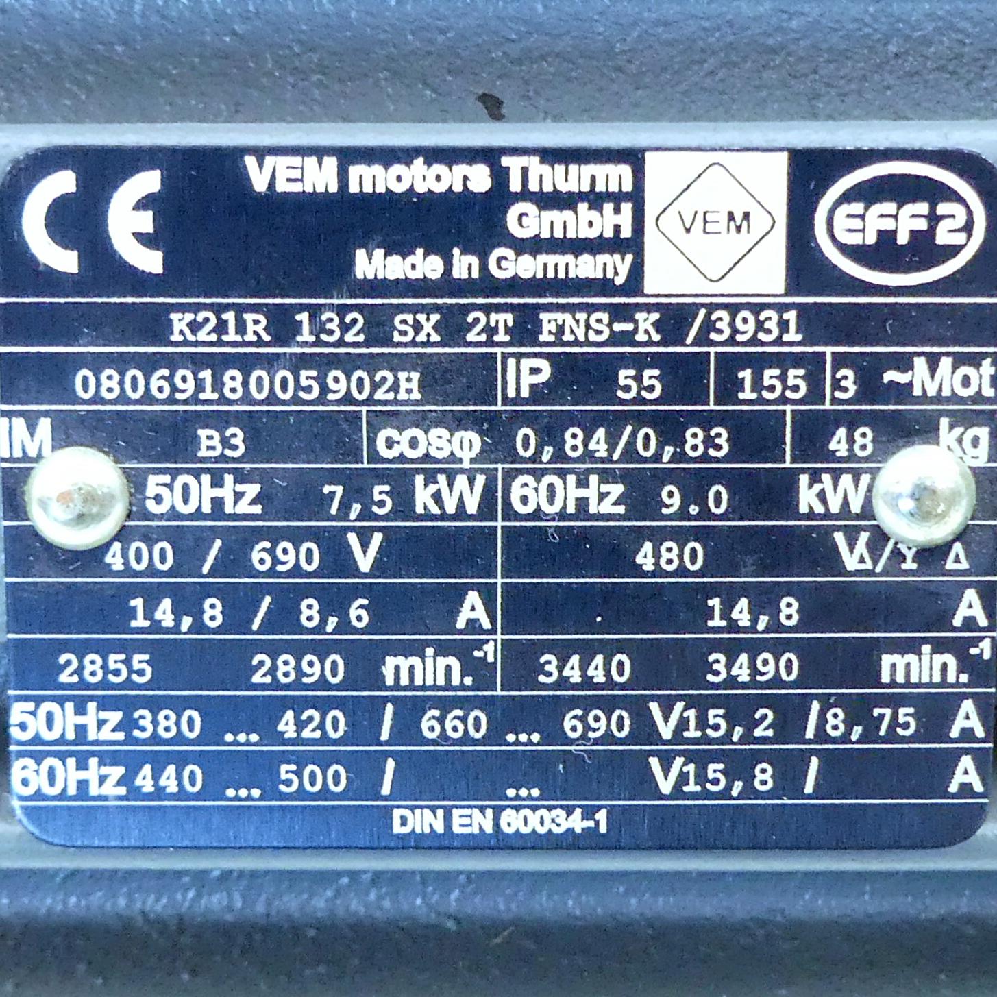 Produktfoto 2 von VEM MOTORS Drehstrommotor K21R 132 SX 2T FNS-K