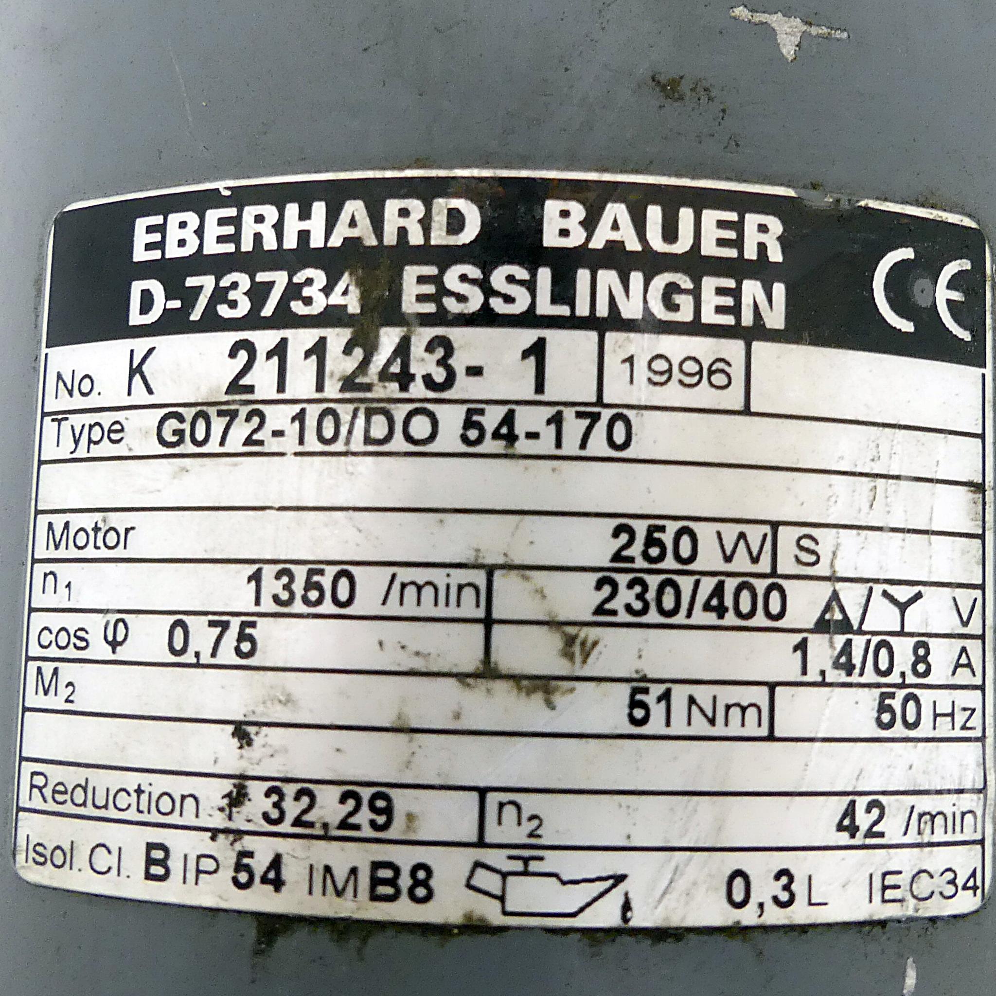 Produktfoto 2 von EBERHARD BAUER Getriebemotor G072-10/DO 54-170