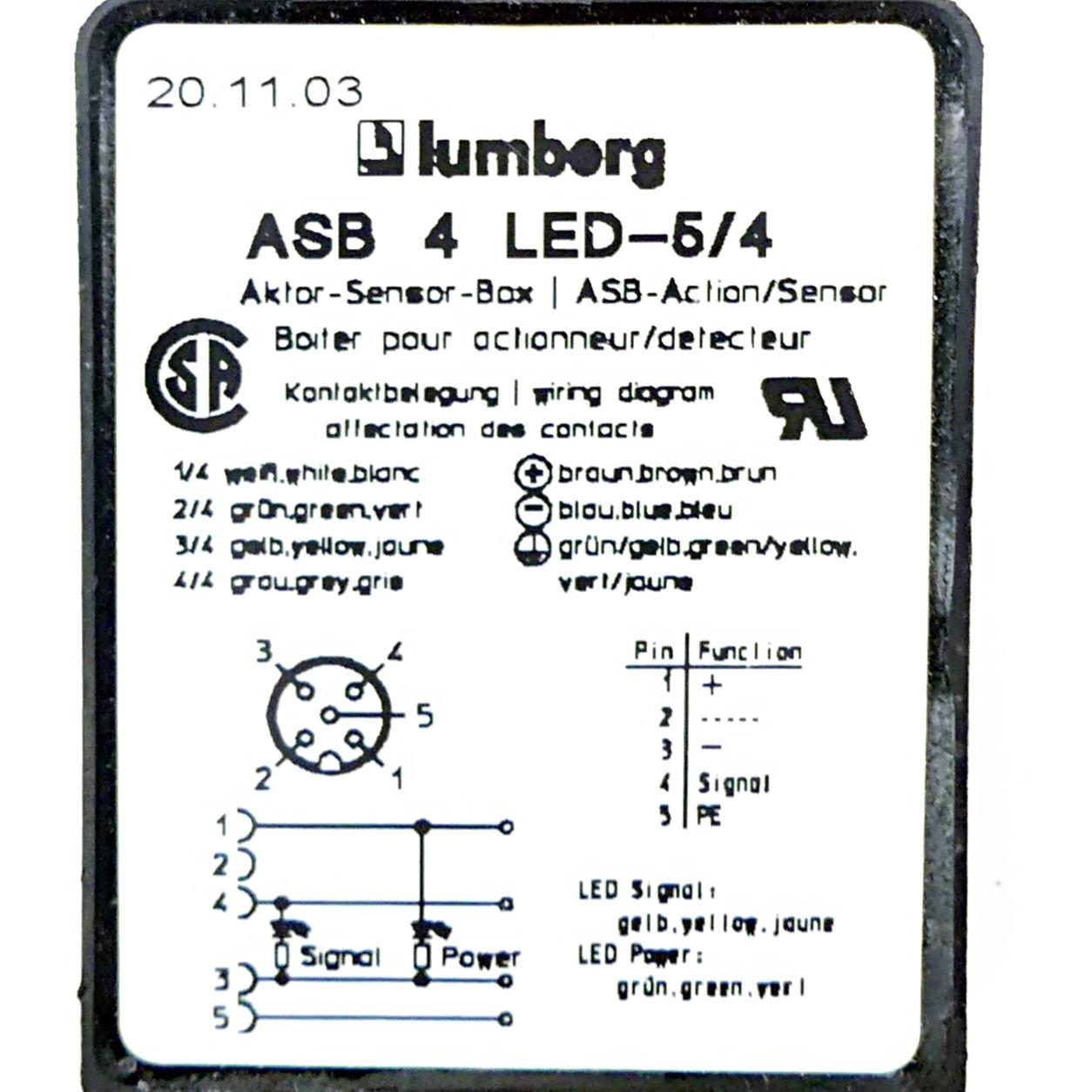 Produktfoto 2 von LUMBERG Aktor-Sensor-Box ASB 4 LED-5/4