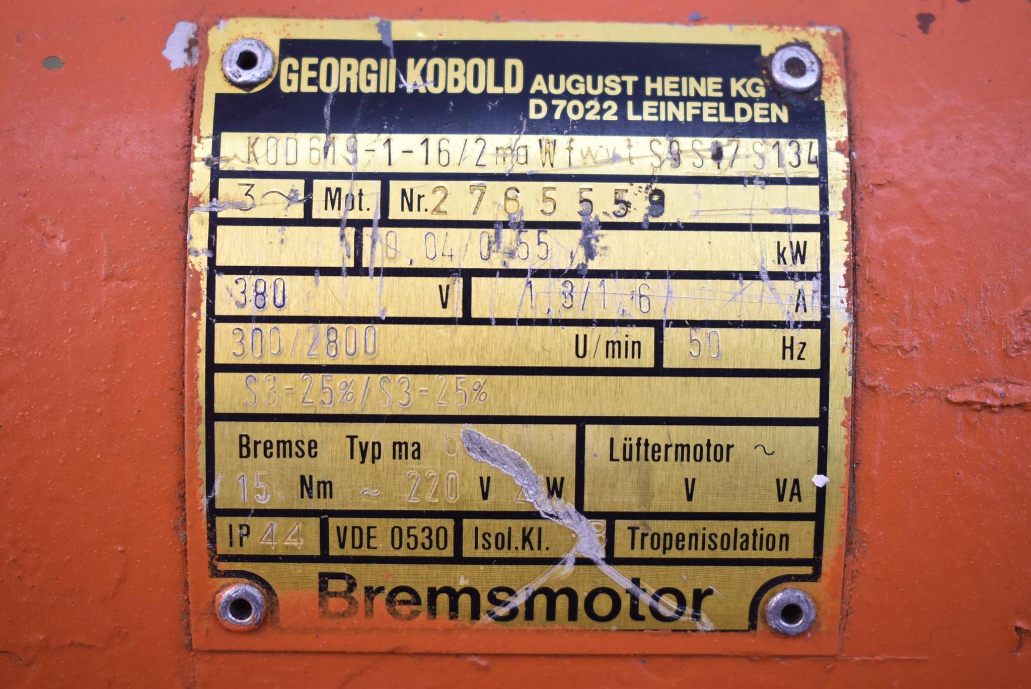 Produktfoto 3 von Kobold Bremsmotor KOF 619-1-16/2maWfwvtS9S17S134 ( 0,04/0,55kW 380V 1,3/1,6A )