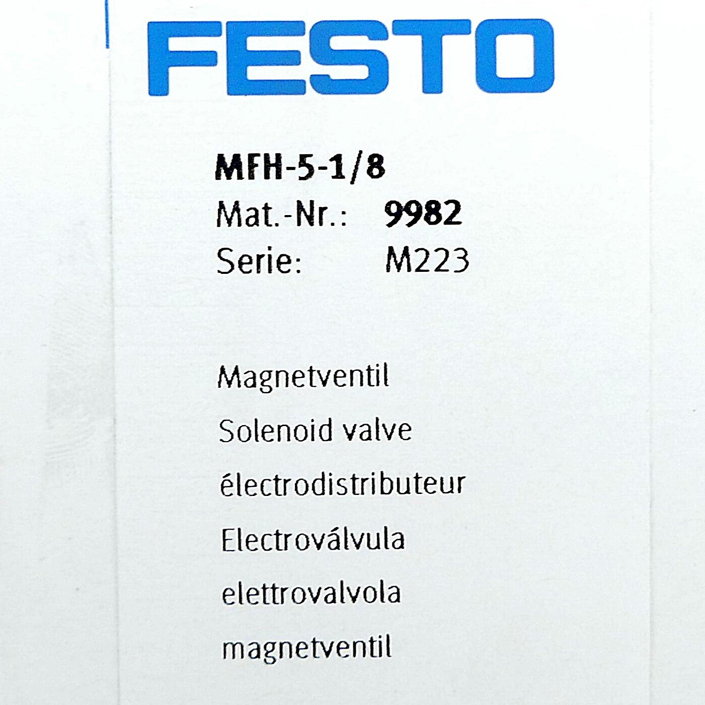 Produktfoto 2 von FESTO Magnetventil MFH-5-1/8