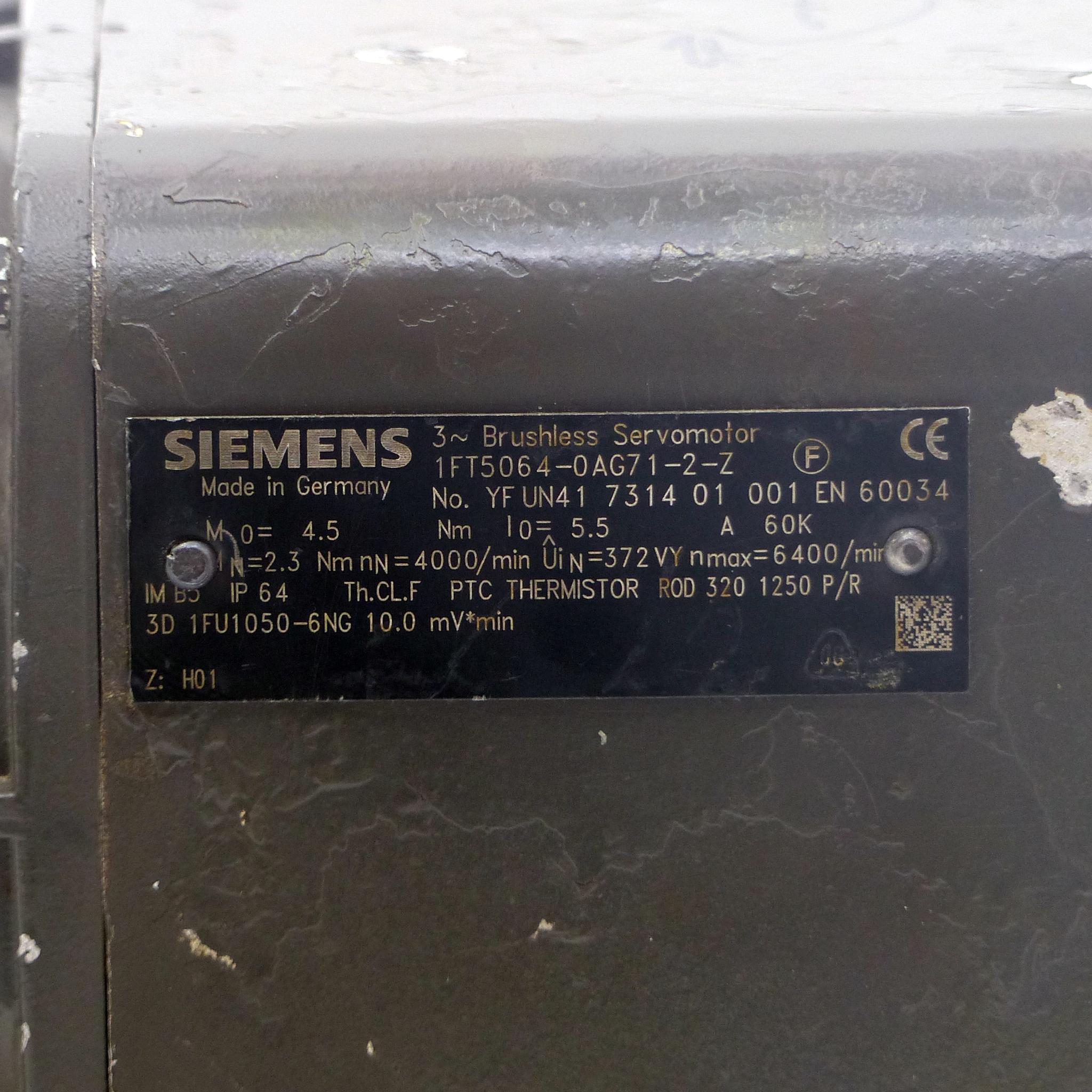 Produktfoto 2 von SIEMENS Servomotor 1FT5064-0AG71-2-Z