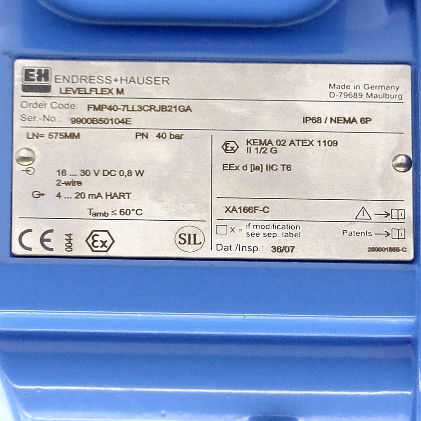 Produktfoto 2 von ENDRESS+HAUSER Füllstandmessgerät LEVELFLEX M