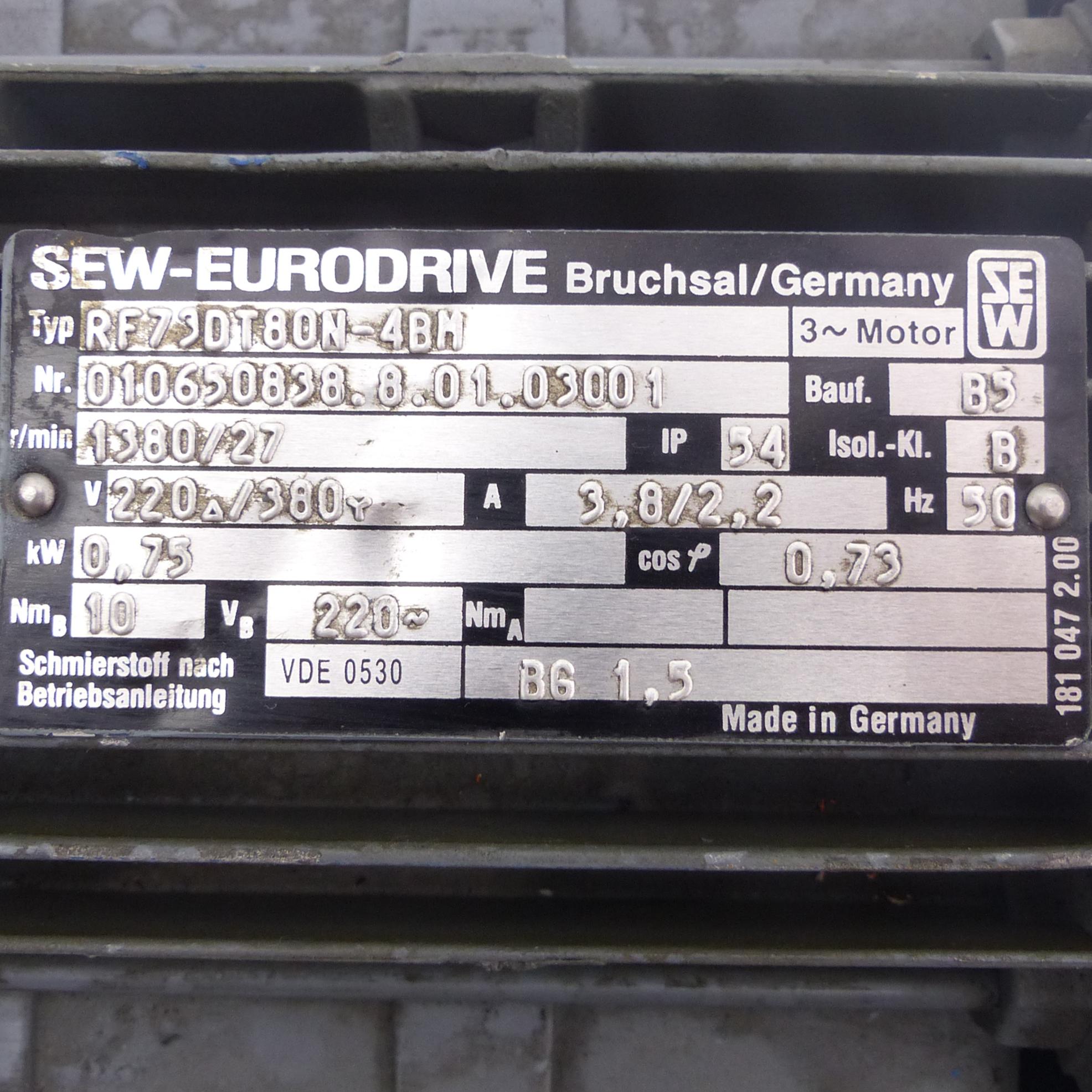 Produktfoto 2 von SEW-EURODRIVE Getriebemotor RF73DT80N-4BM