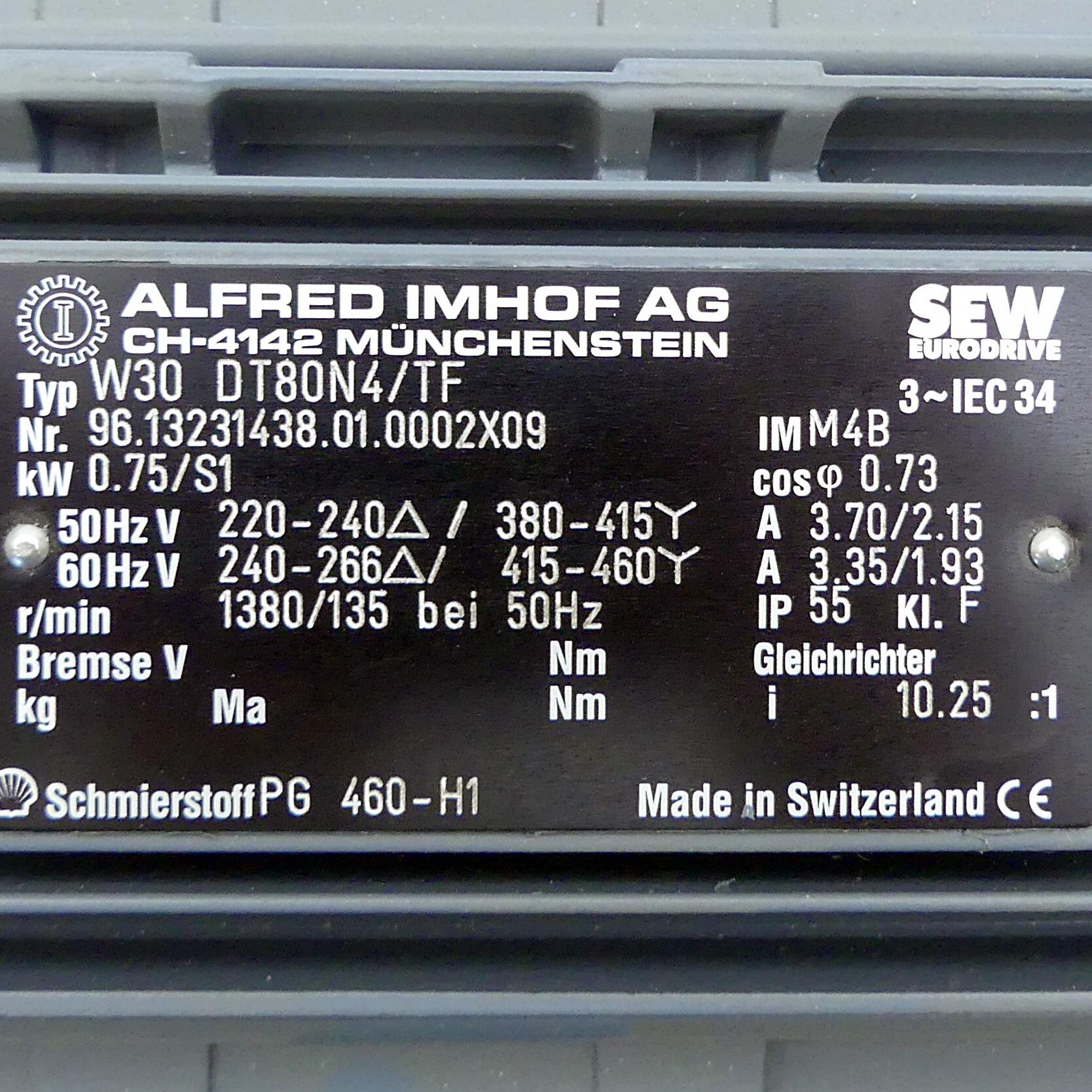 Produktfoto 2 von SEW-EURODRIVE Getriebemotor W30 DT80N4/TF