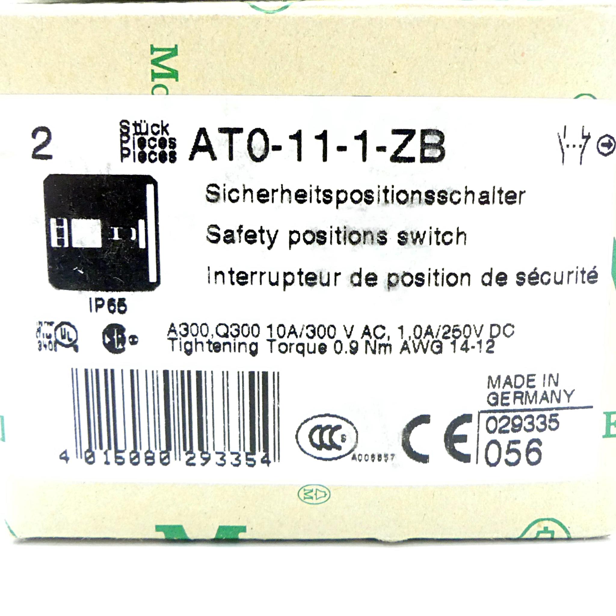 Produktfoto 3 von MOELLER 2 Stück Sicherheitspositionsschalter ATO-11-1-ZB