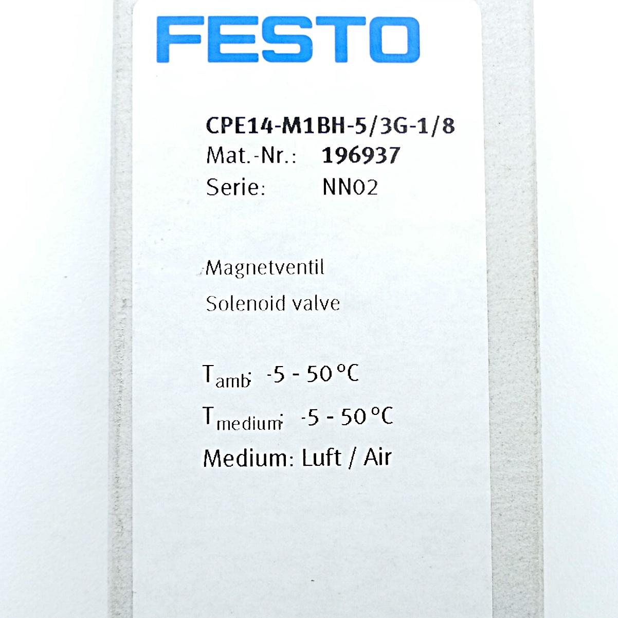 Produktfoto 2 von FESTO Magnetventil CPE14-M1BH-5/3G-1/8