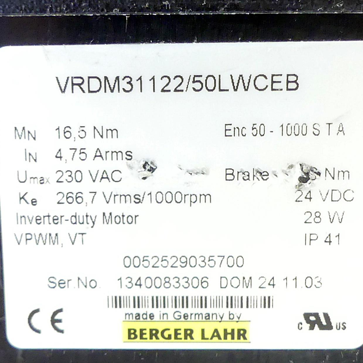 Produktfoto 2 von BERGER LAHR Servomotor VRDM31122/50LWCEB