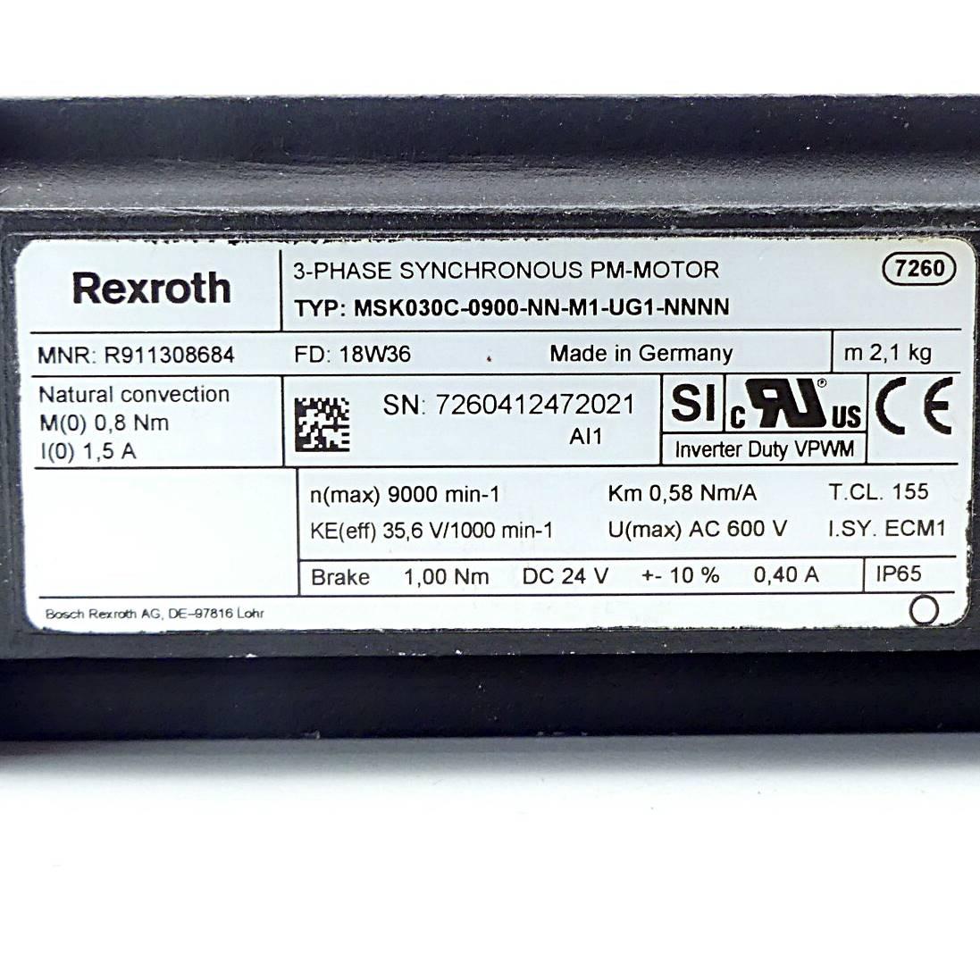 Produktfoto 2 von REXROTH Servomotor MSK030C-0900-NN-M1-UG1-NNNN