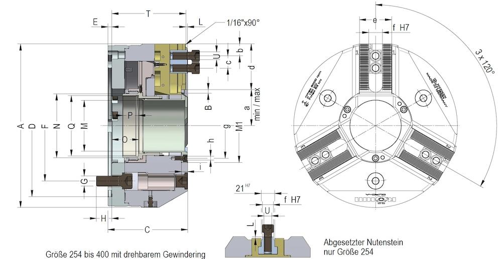 Produktfoto 3 von Kraftspannfutter DURO-A 165, Spitzverzahnung 90°, Kurzkegelaufnahme - KK5