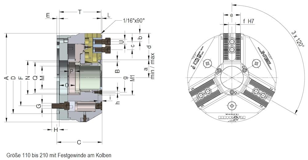 Produktfoto 2 von Kraftspannfutter DURO-A 210, Spitzverzahnung 60°, Kurzkegelaufnahme - KK6