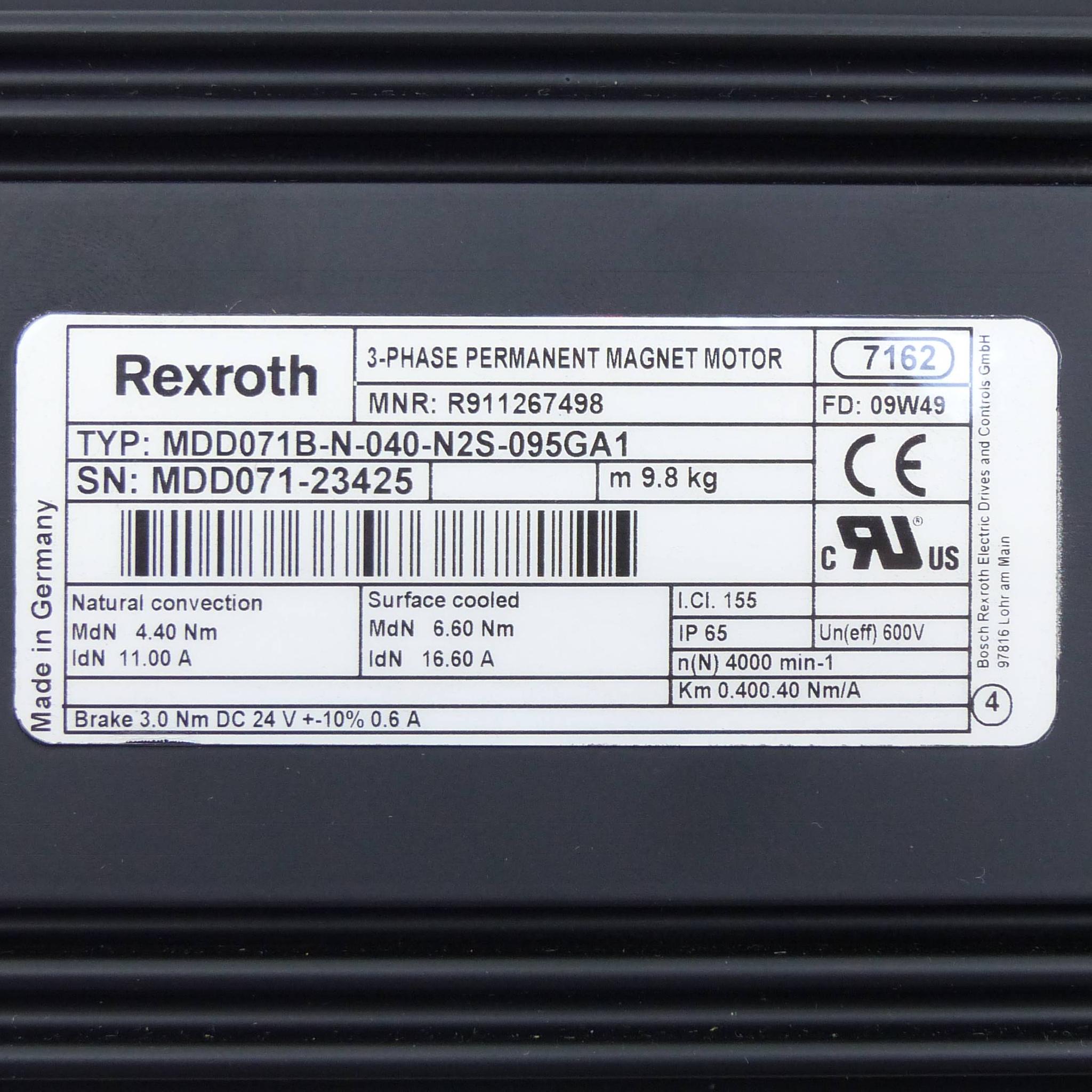 Produktfoto 2 von REXROTH Servomotor MDD071B-N-040-N2S-095GA1